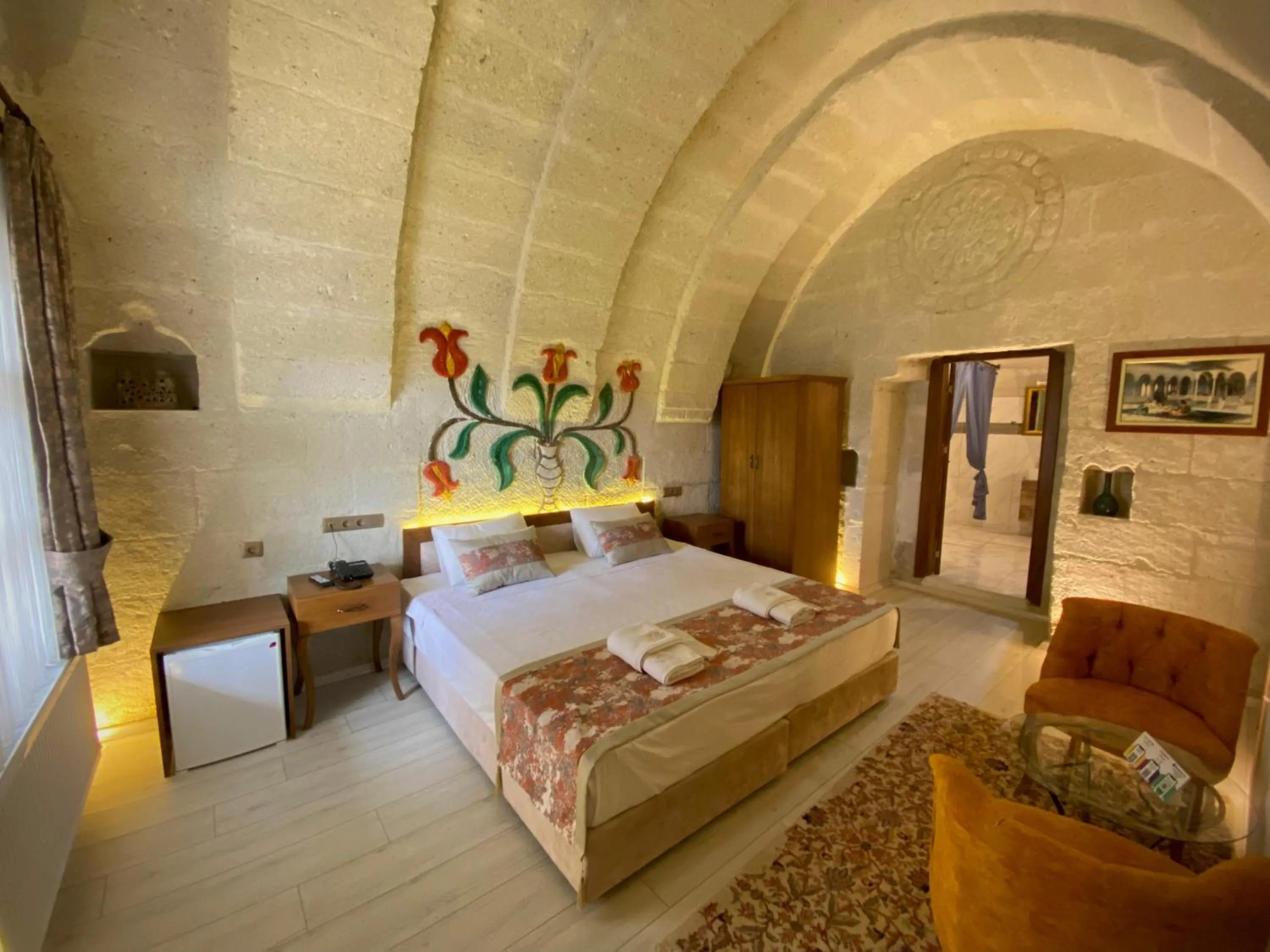 Bed in Mesken Cave Suites