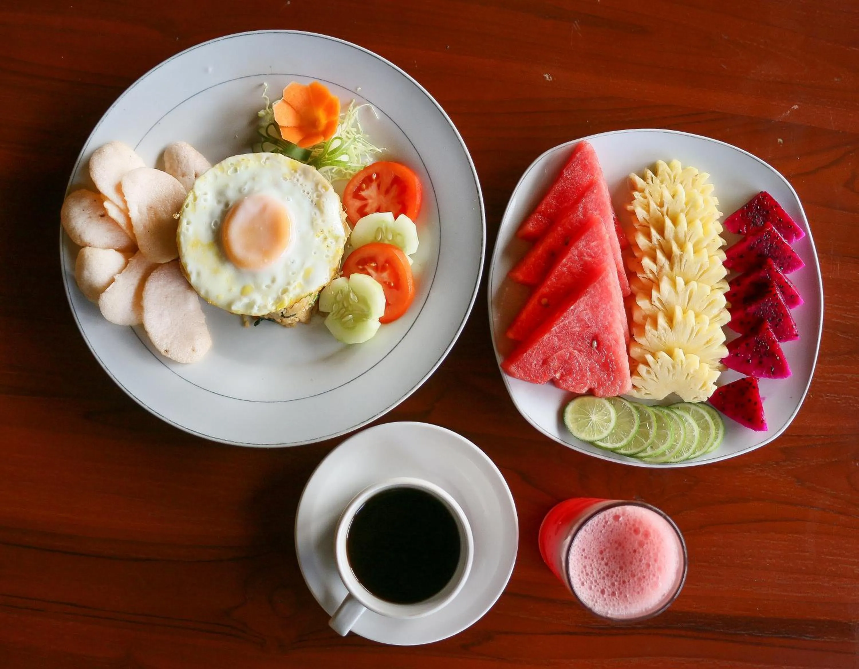 Asian breakfast in Bali Rahayu Homestay