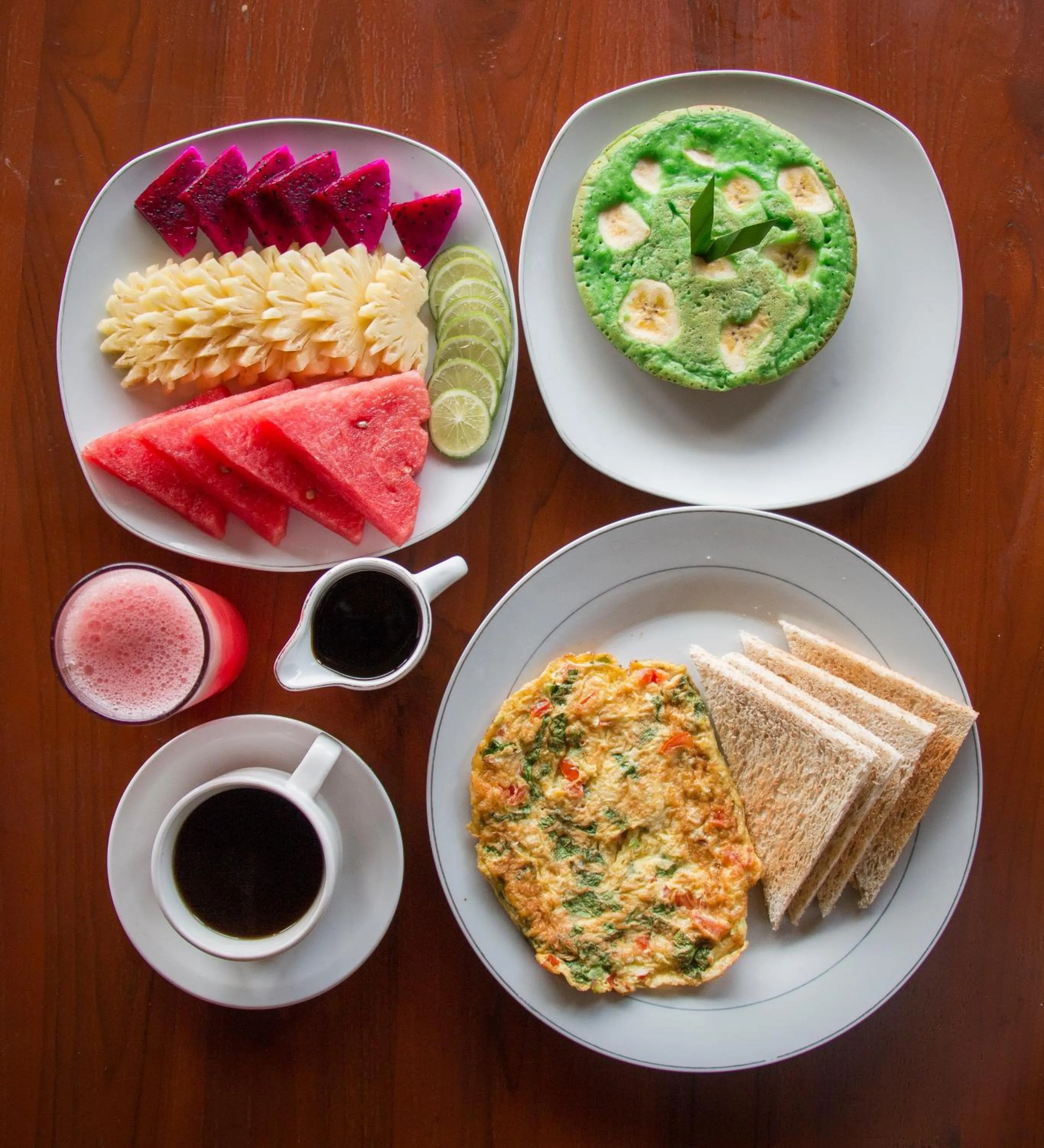 Asian breakfast in Bali Rahayu Homestay