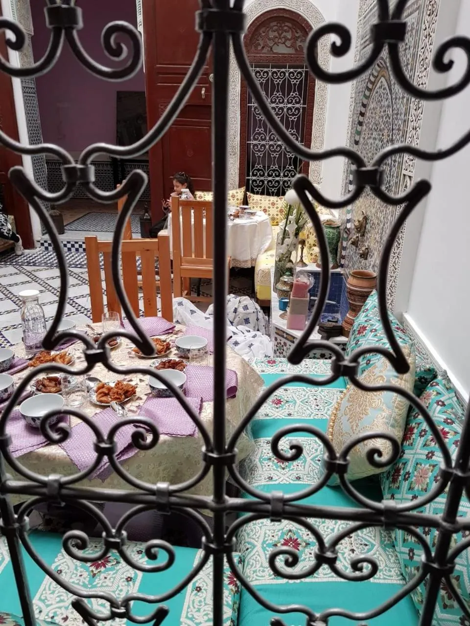 Seating area, Bed in Riad Fes Colors & SPA - Family Lodging