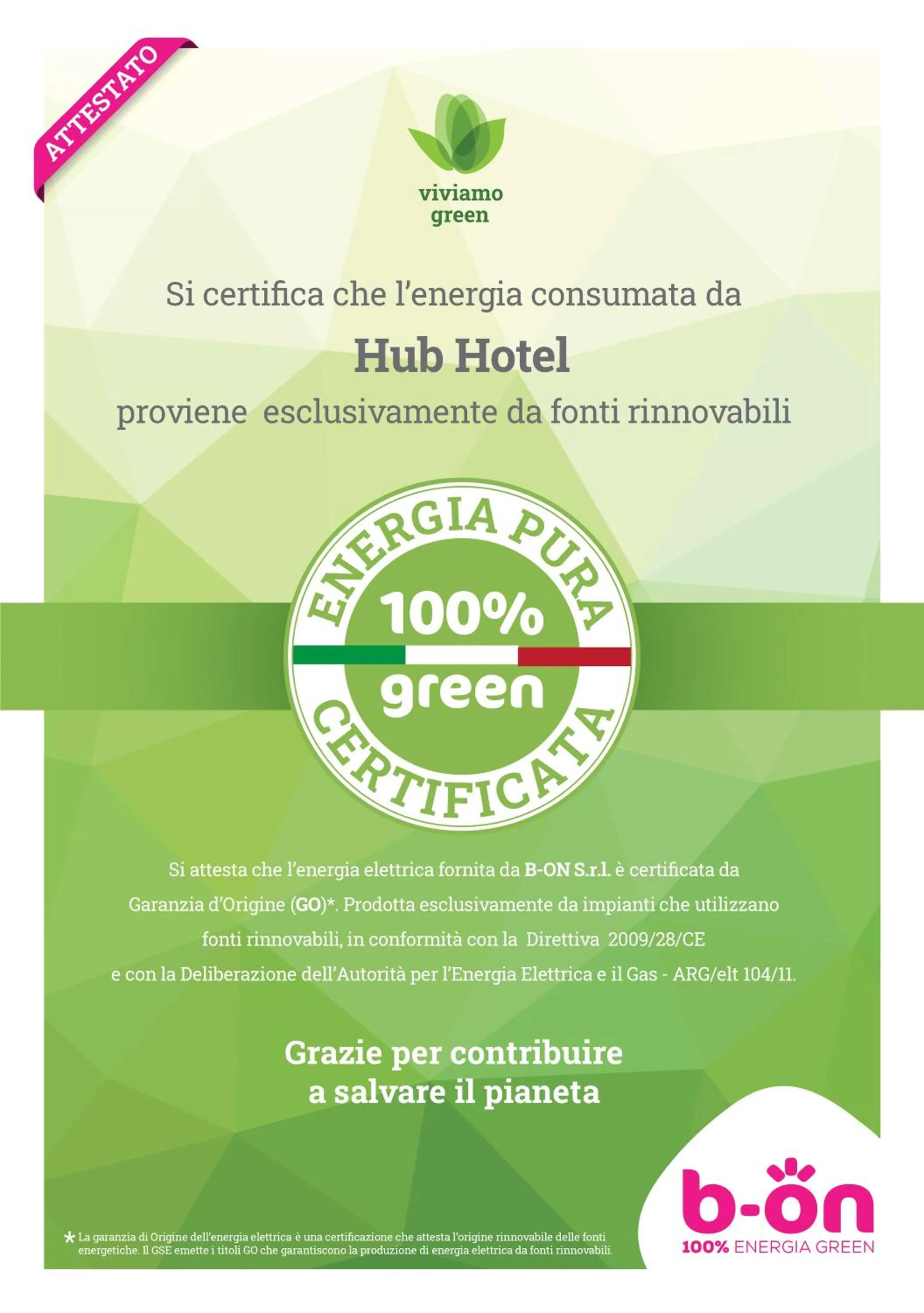 Certificate/Award in Hub Hotel