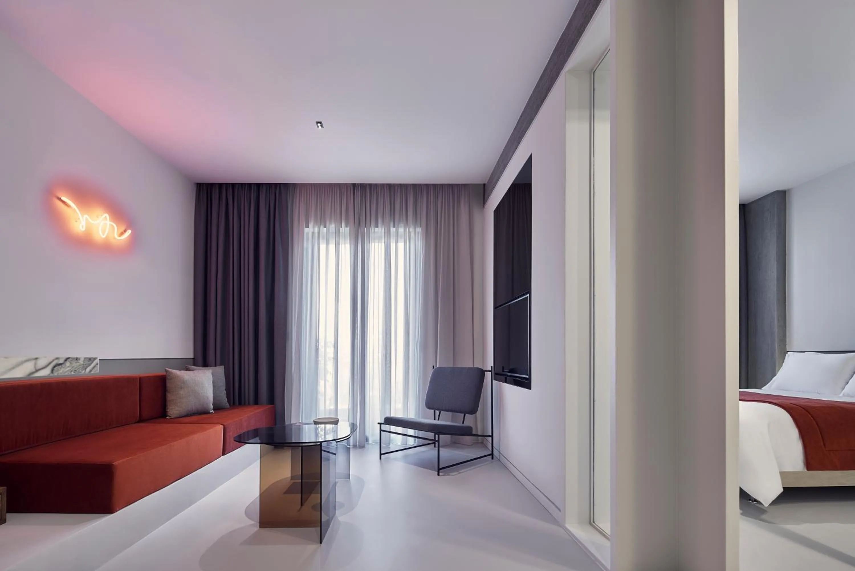 Living room, Bed in The Newel Metaxourgeio