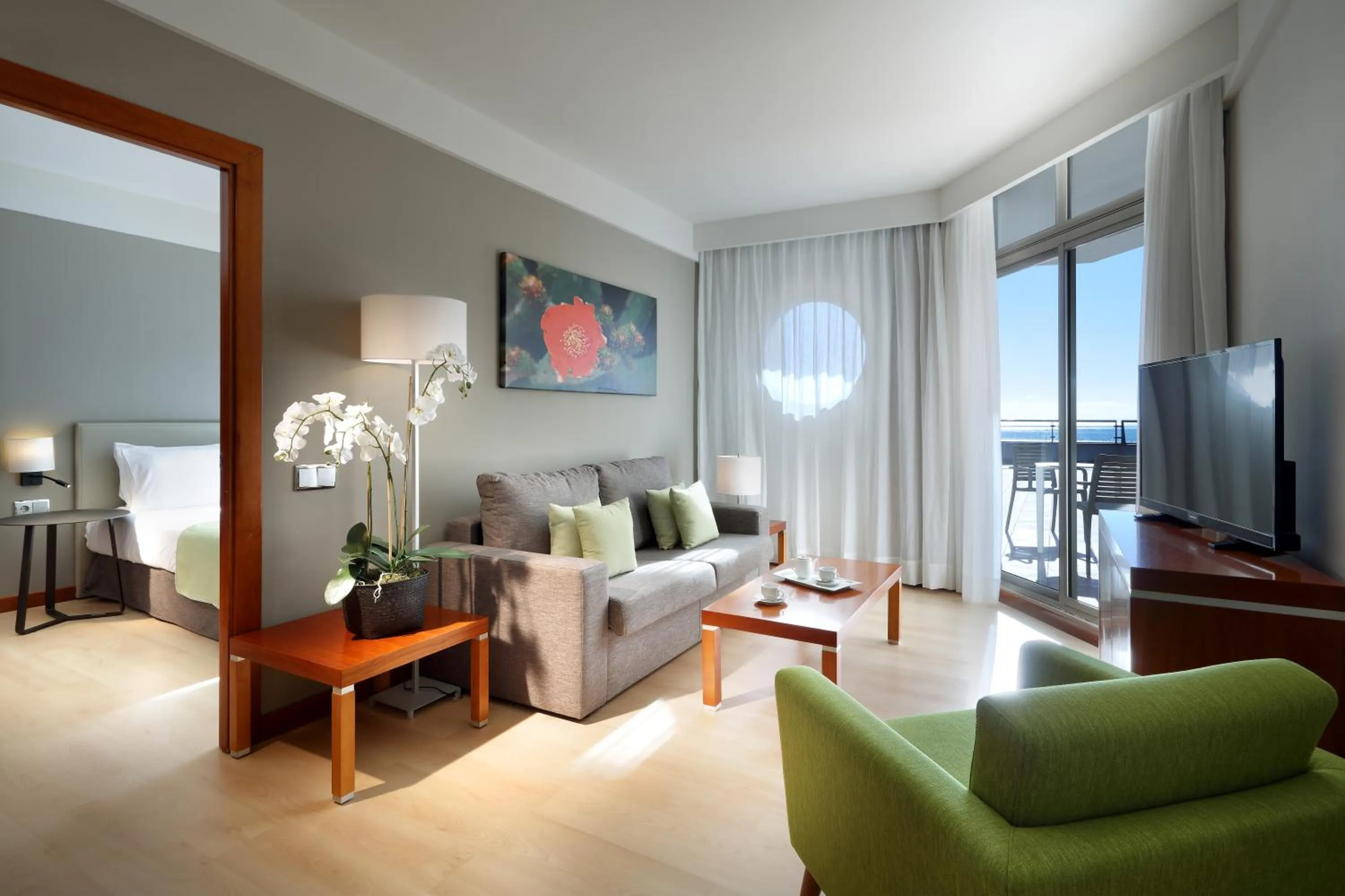 Seating area, Bed in Eurostars Las Salinas