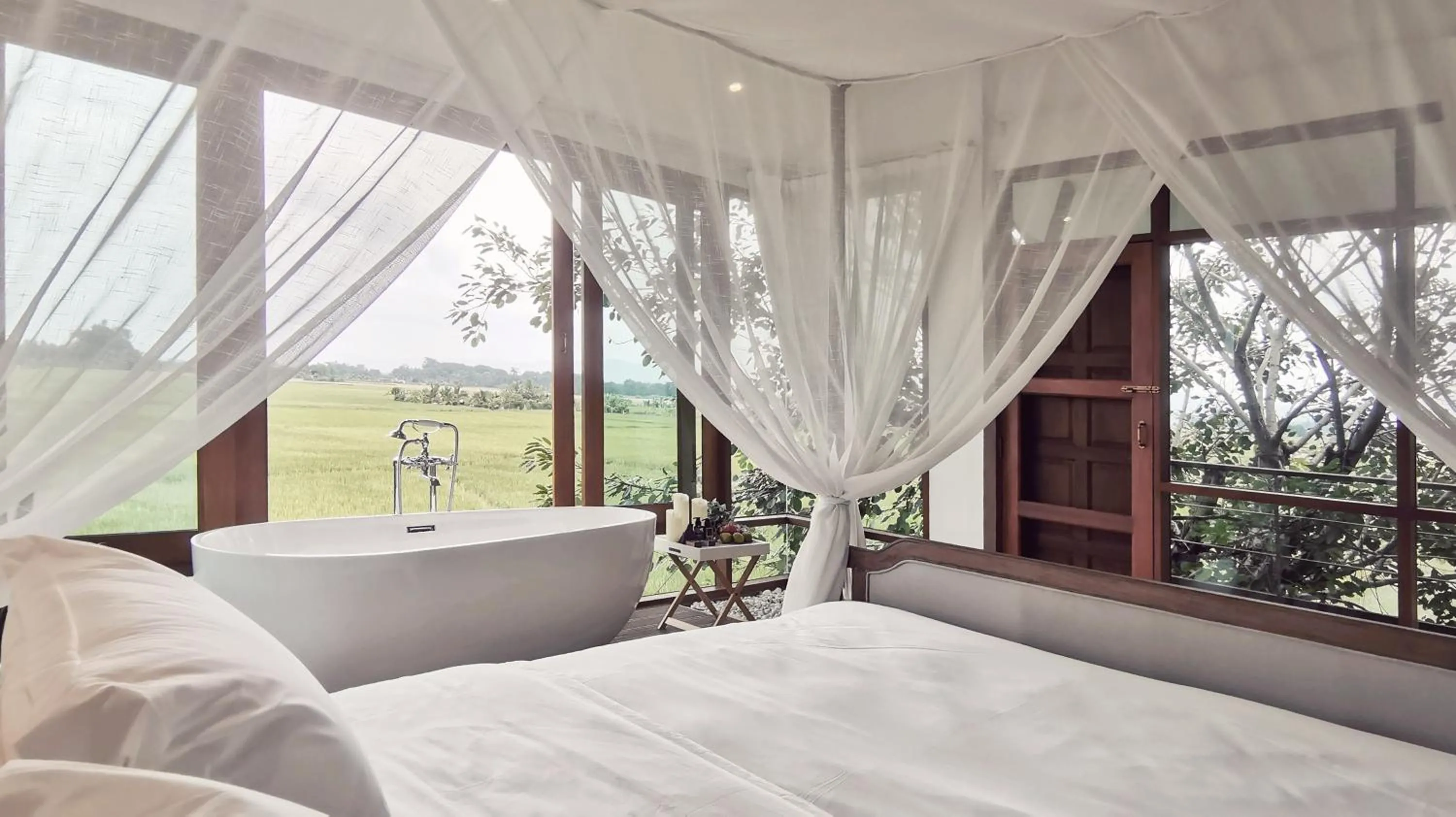 Bed in Rice Villa Chiang Mai