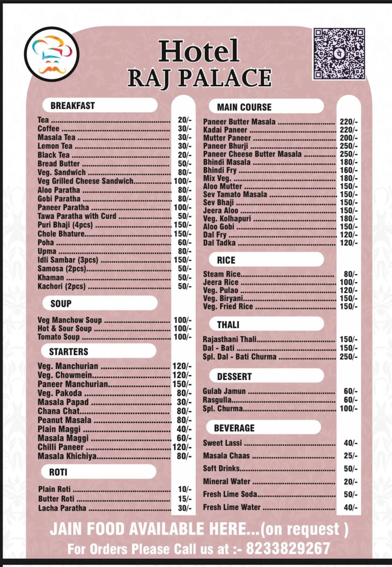 Breakfast in Hotel Raj Palace