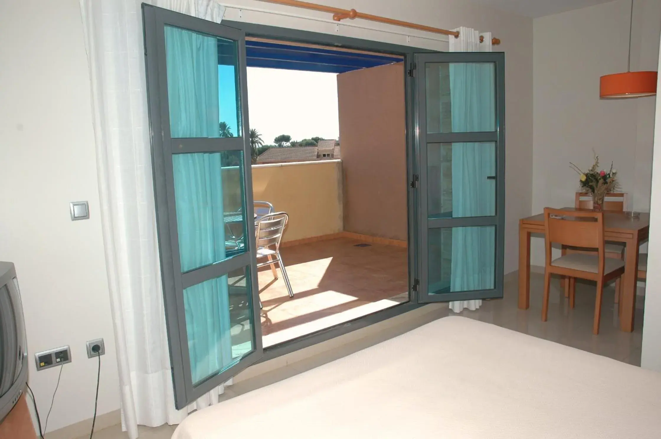 Balcony/Terrace, Bed in Aparthotel Bahía Balcony/Terrace, Bed in Aparthotel Bahía
