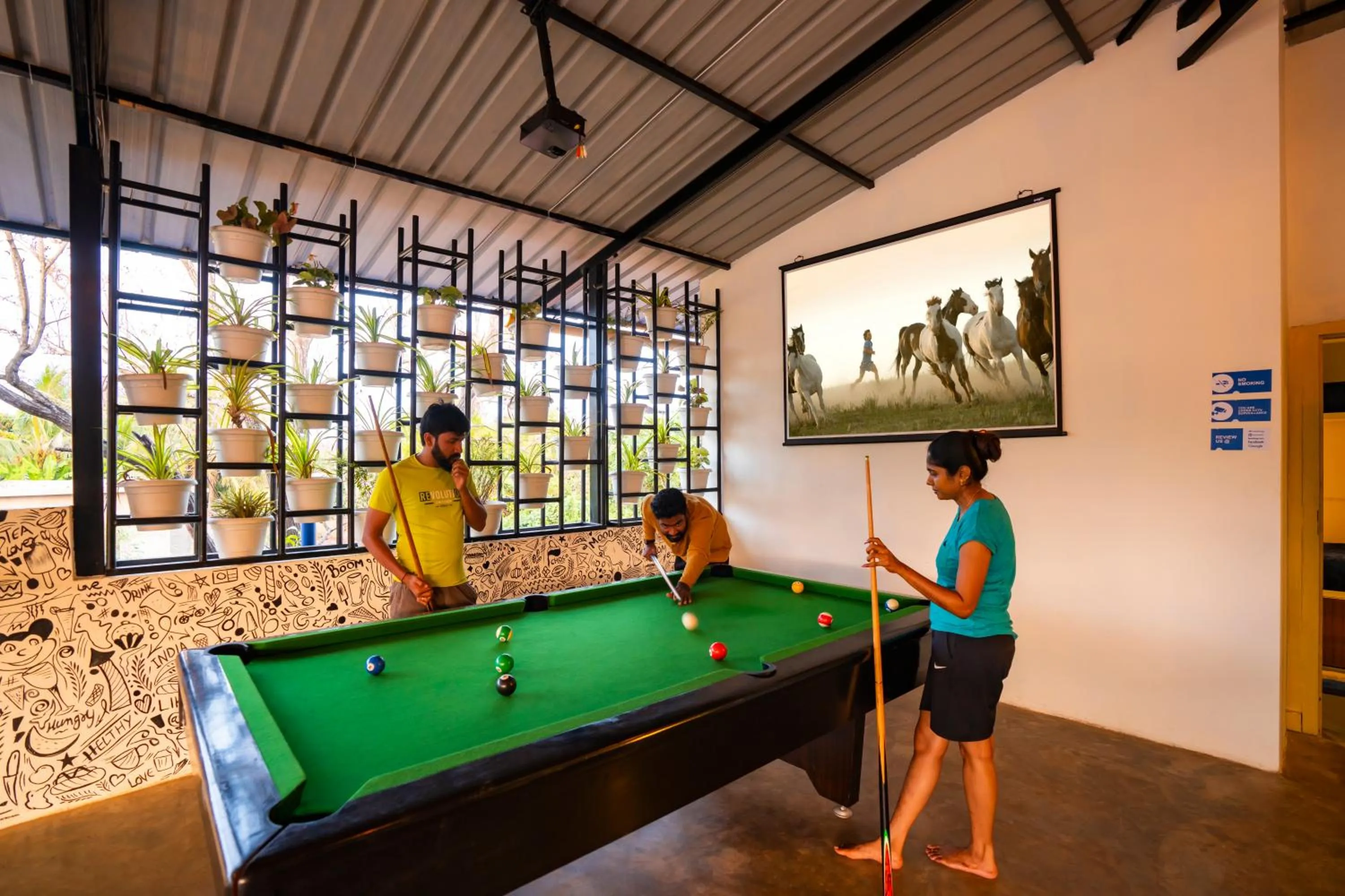 Communal lounge/ TV room in Shalom Backpackers Anjuna Goa