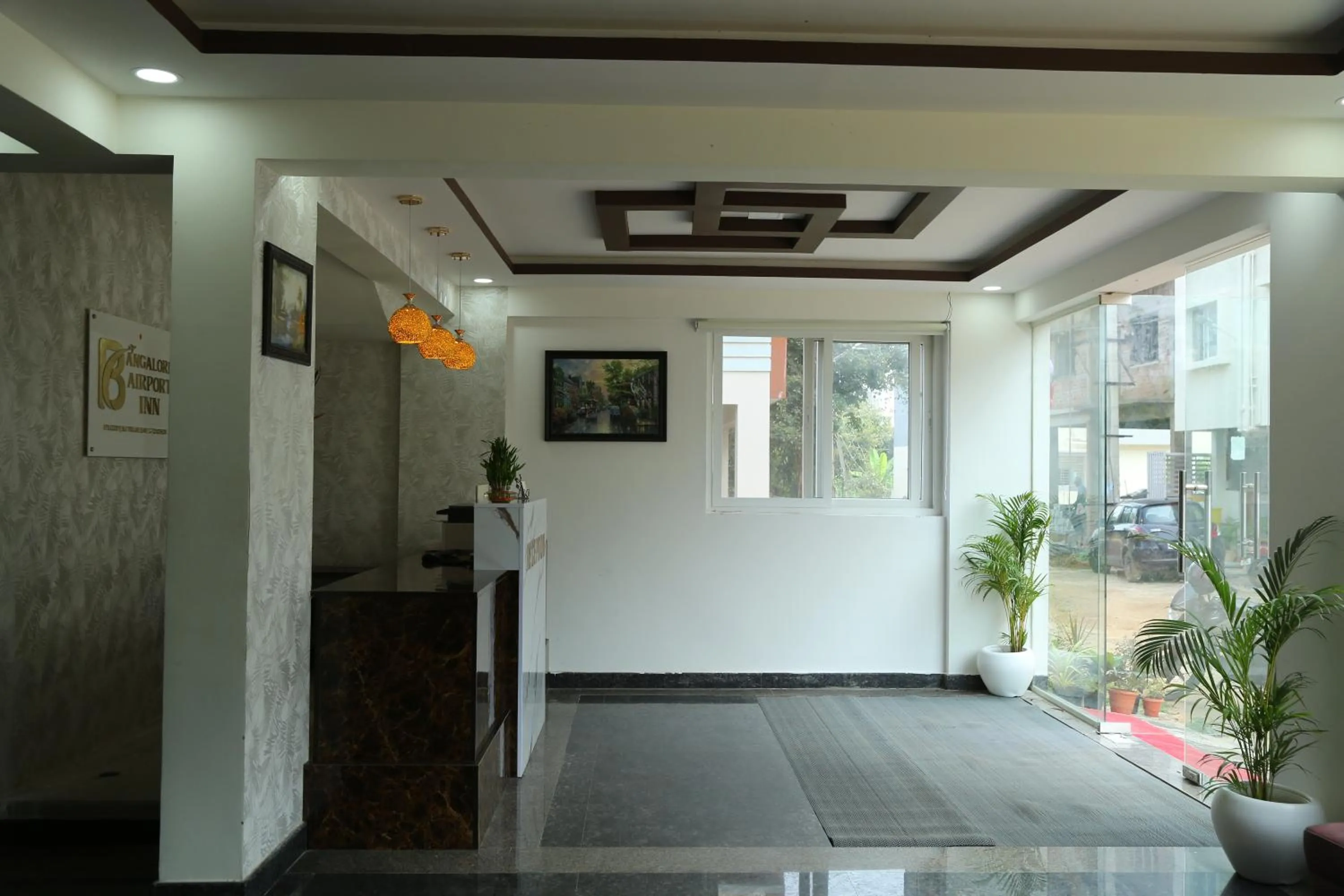 Lobby or reception in Hotel Bangalore Airport Inn, Near kempegowda Airport, Airport Pickup & Drop Available 24X7