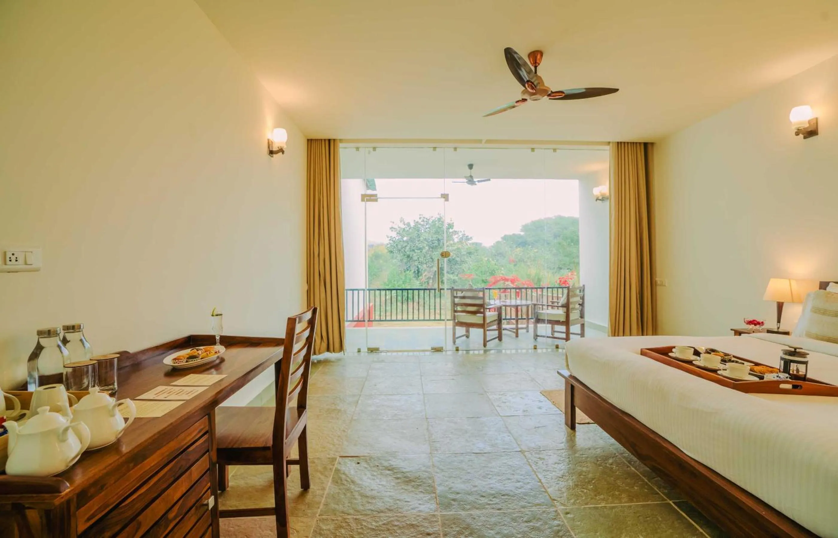Bed in Guldaar Sariska - A luxury Forest Resort