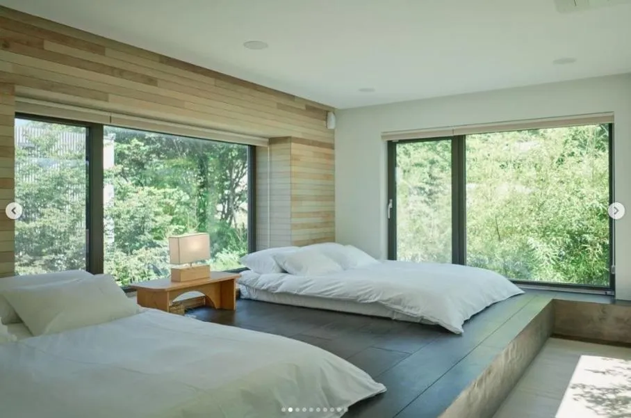 Bed in Scenery after Rain