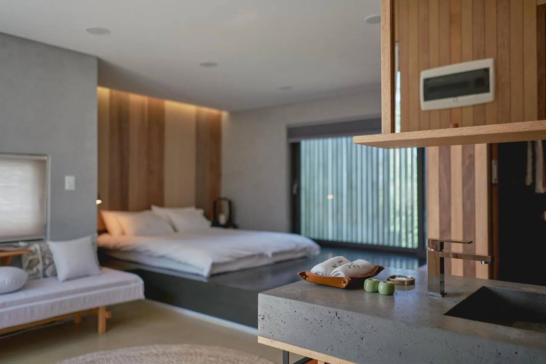 Bed in Scenery after Rain