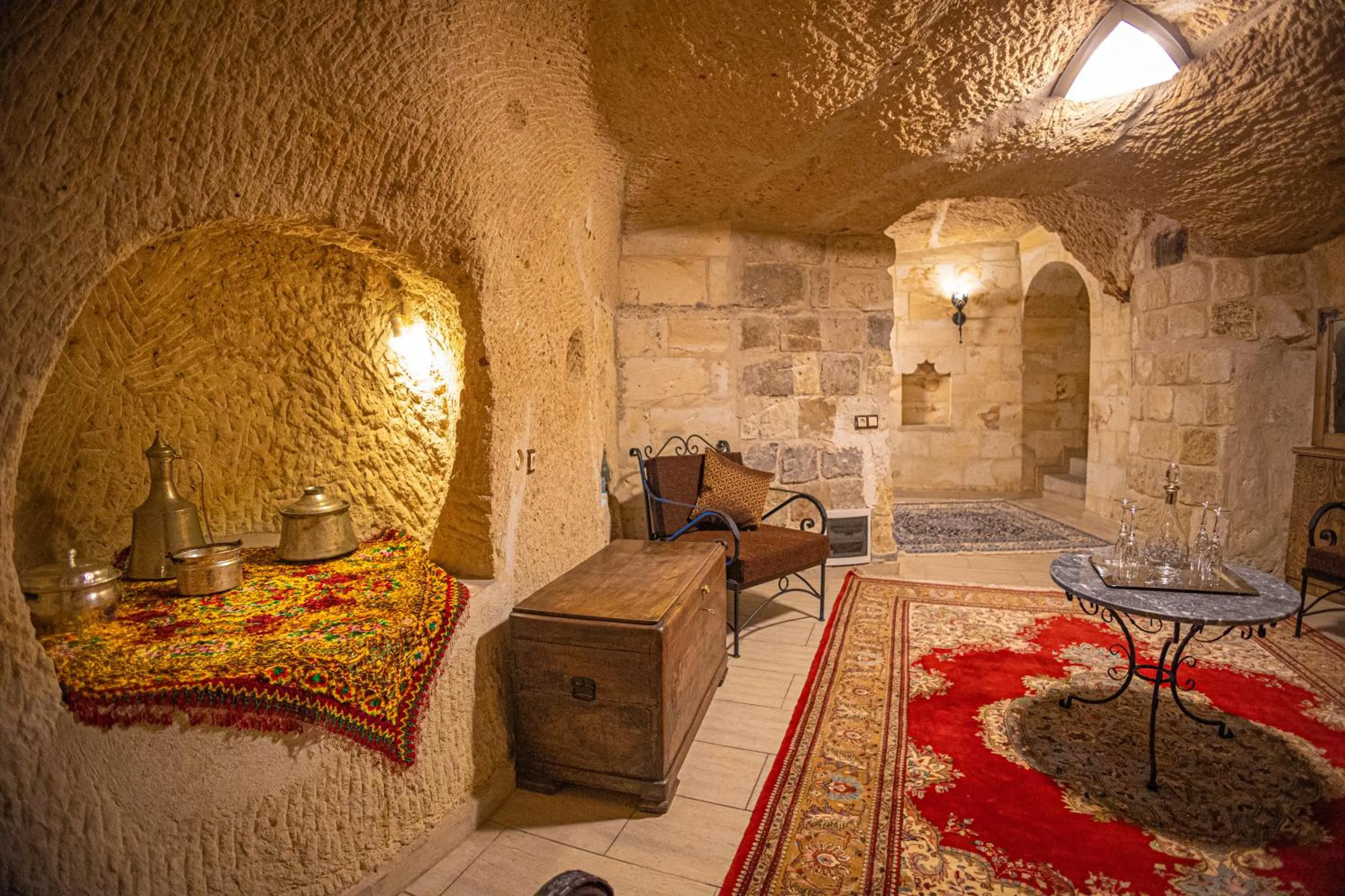 Living room in Pietra Cave Suites