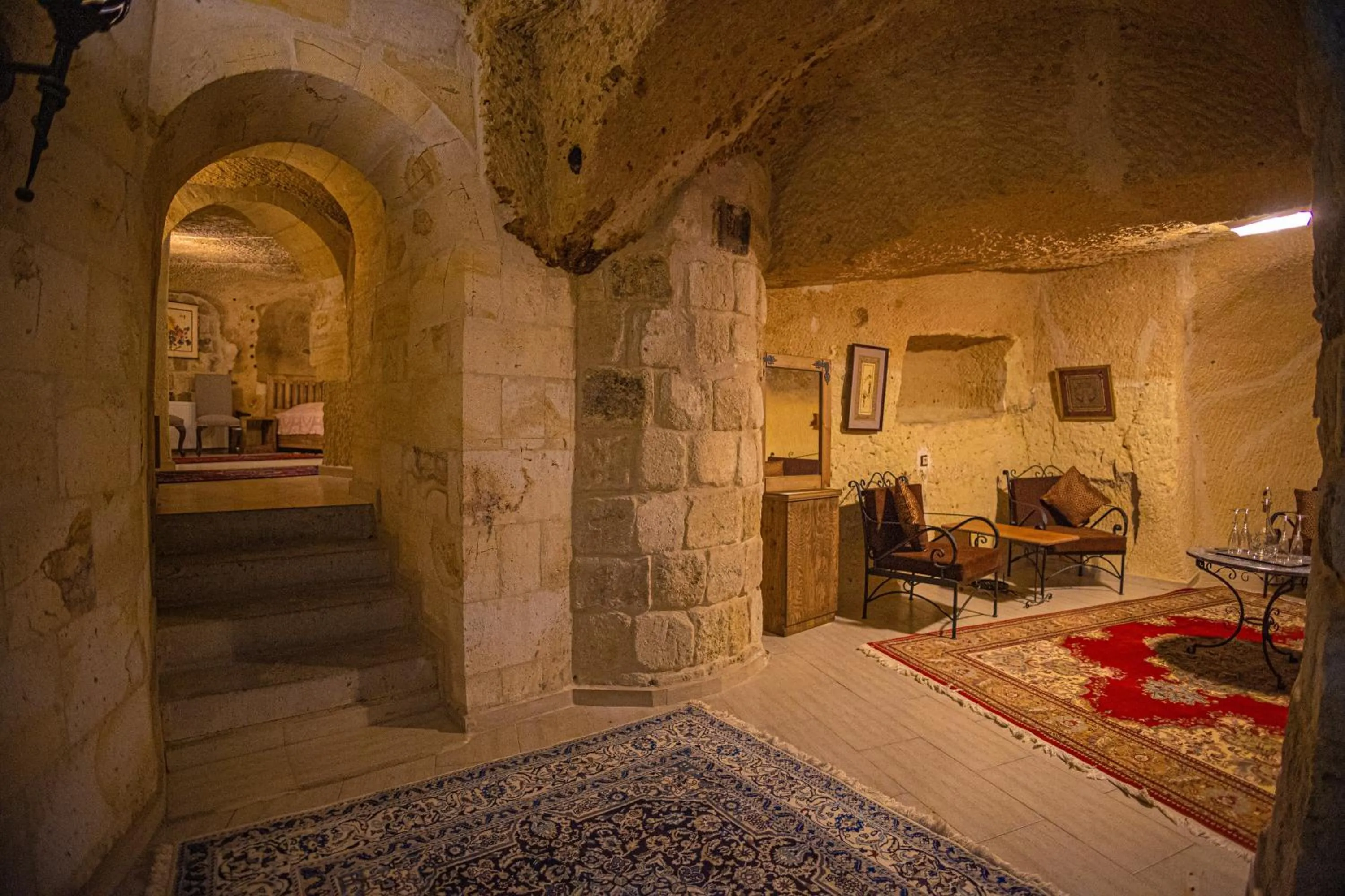 Living room in Pietra Cave Suites