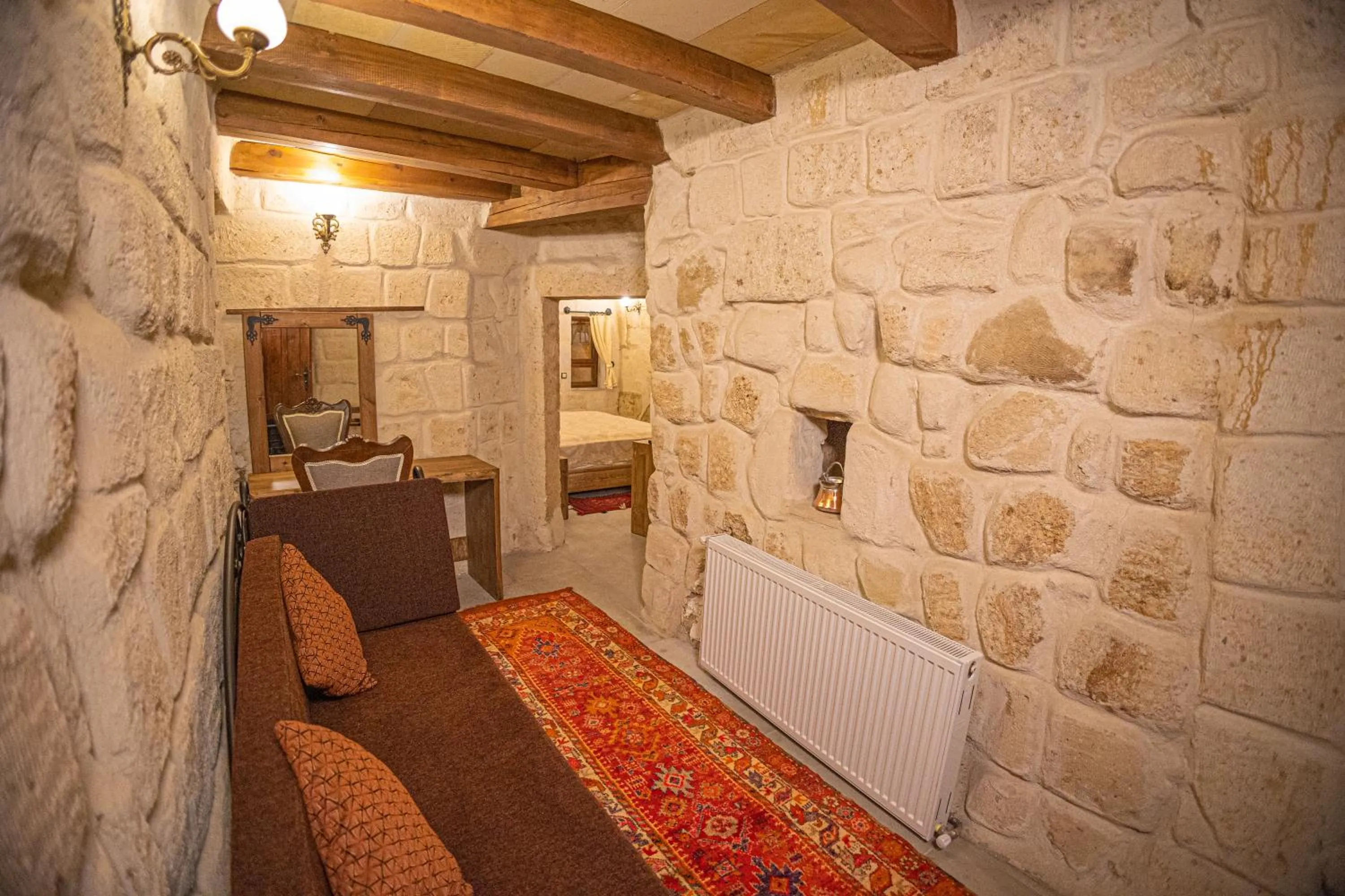 Living room in Pietra Cave Suites
