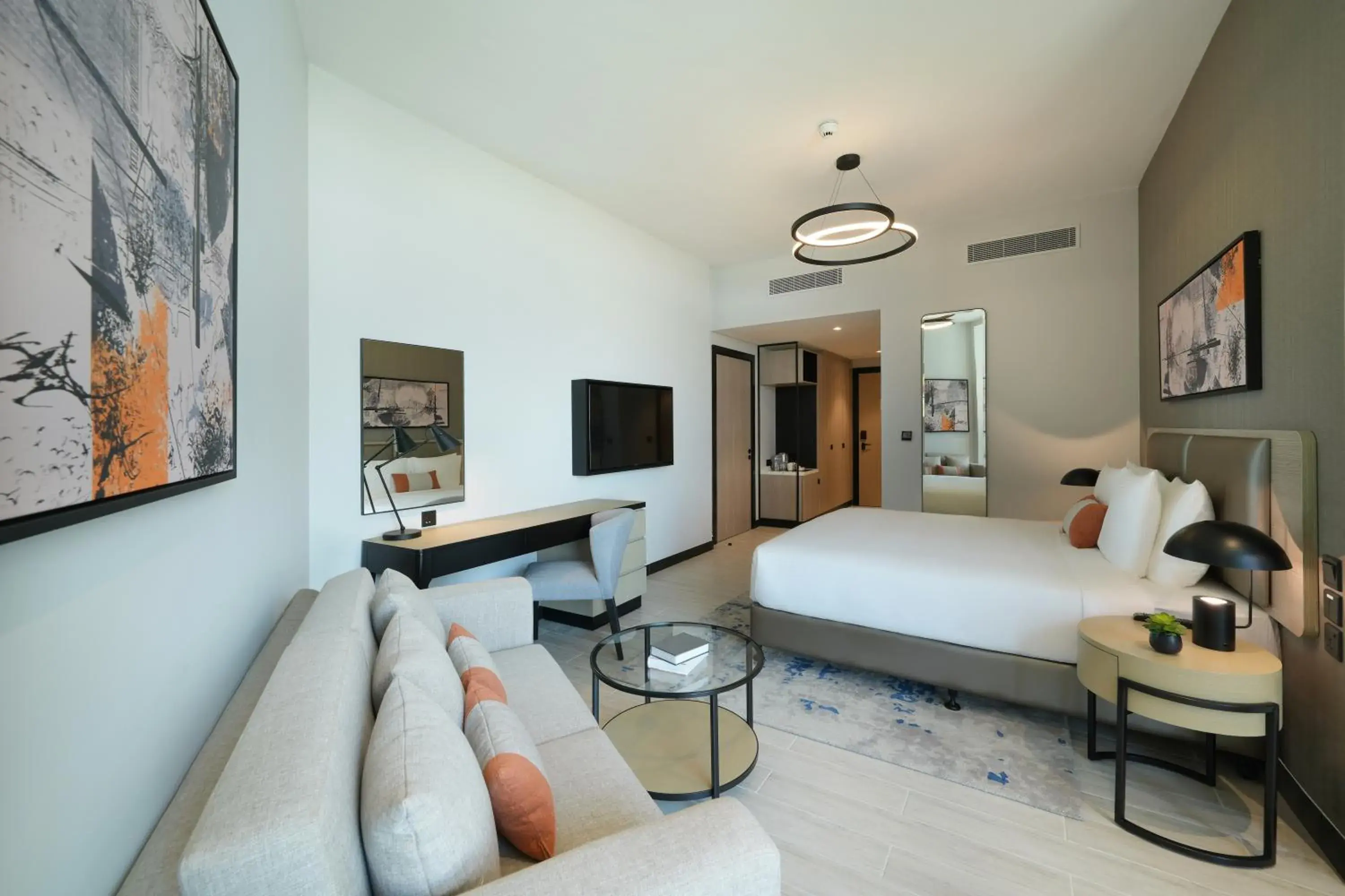 Bed in DAMAC Hills 2 Hotel, an Edge by Rotana Hotel Bed in DAMAC Hills 2 Hotel, an Edge by Rotana Hotel