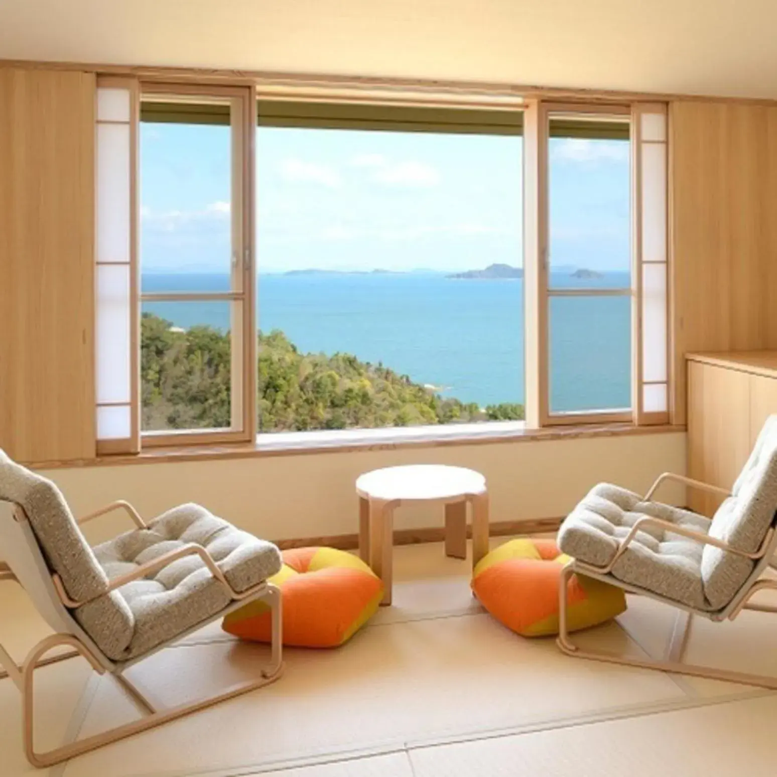 Twin Room with Tatami Area and Shared Bathroom - single occupancy - Non-Smoking - Ocean View in Kyukamura Setouchi-Toyo Twin Room with Tatami Area and Shared Bathroom - single occupancy - Non-Smoking - Ocean View in Kyukamura Setouchi-Toyo
