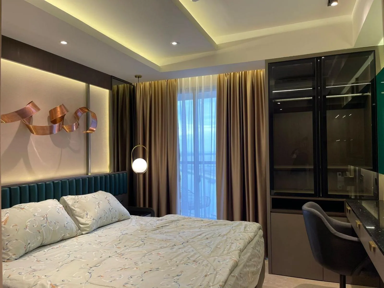 Bedroom, Bed in Gold Coast Apartemen PIK by Dluxx
