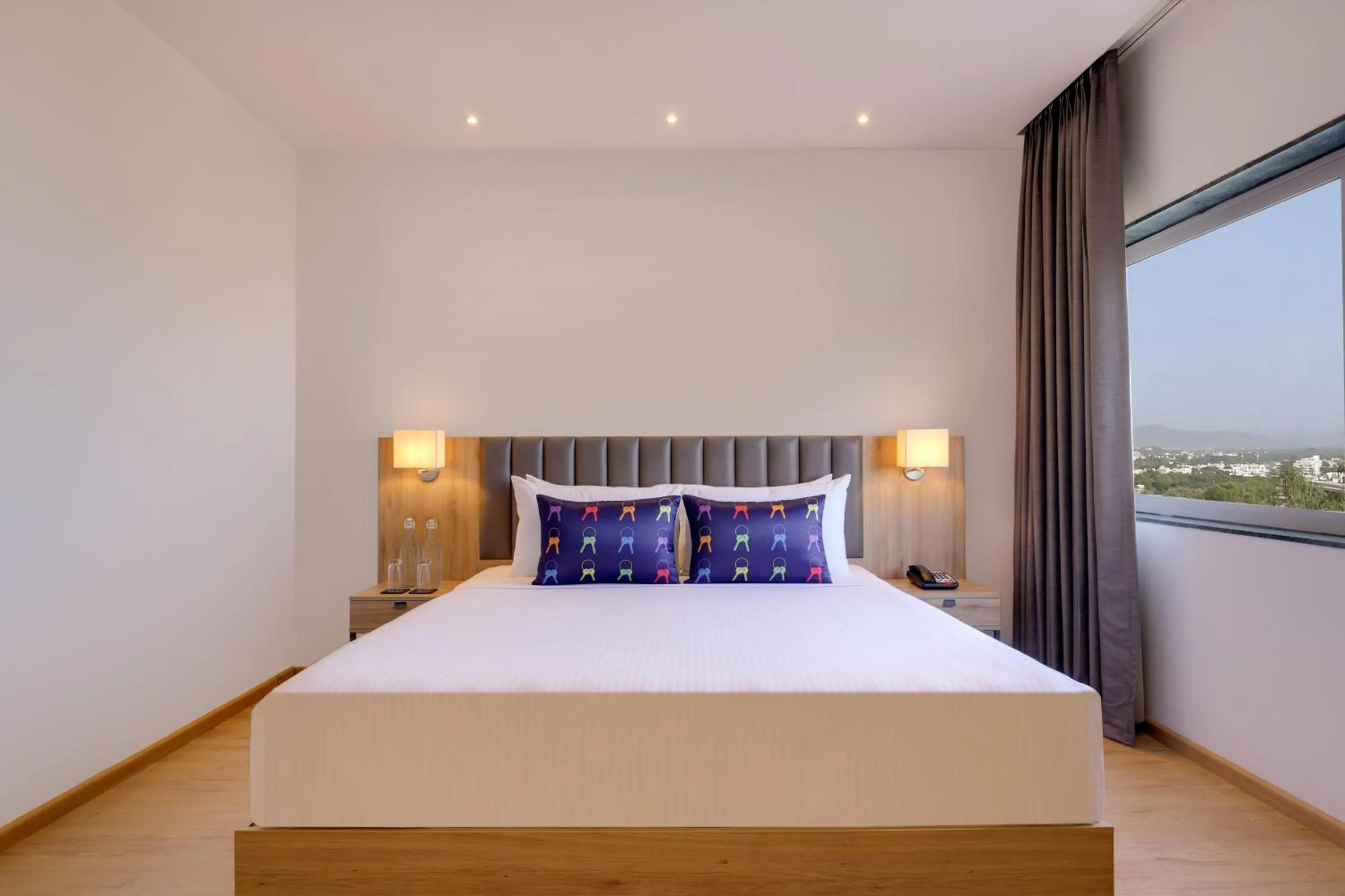 Bedroom, Bed in Keys Lite by Lemon Tree Hotels, Urban Square, Udaipur