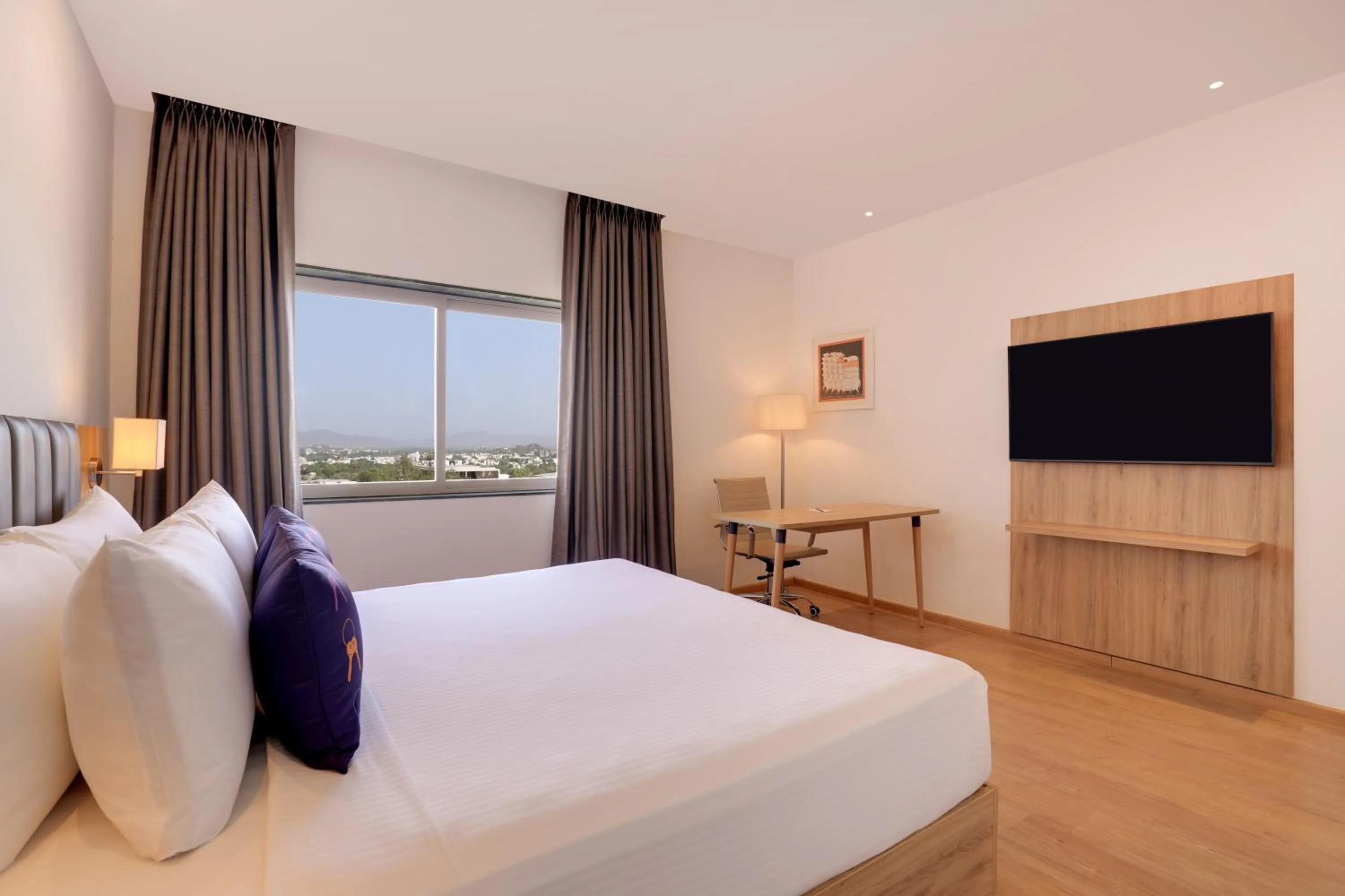 Bedroom, Bed in Keys Lite by Lemon Tree Hotels, Urban Square, Udaipur