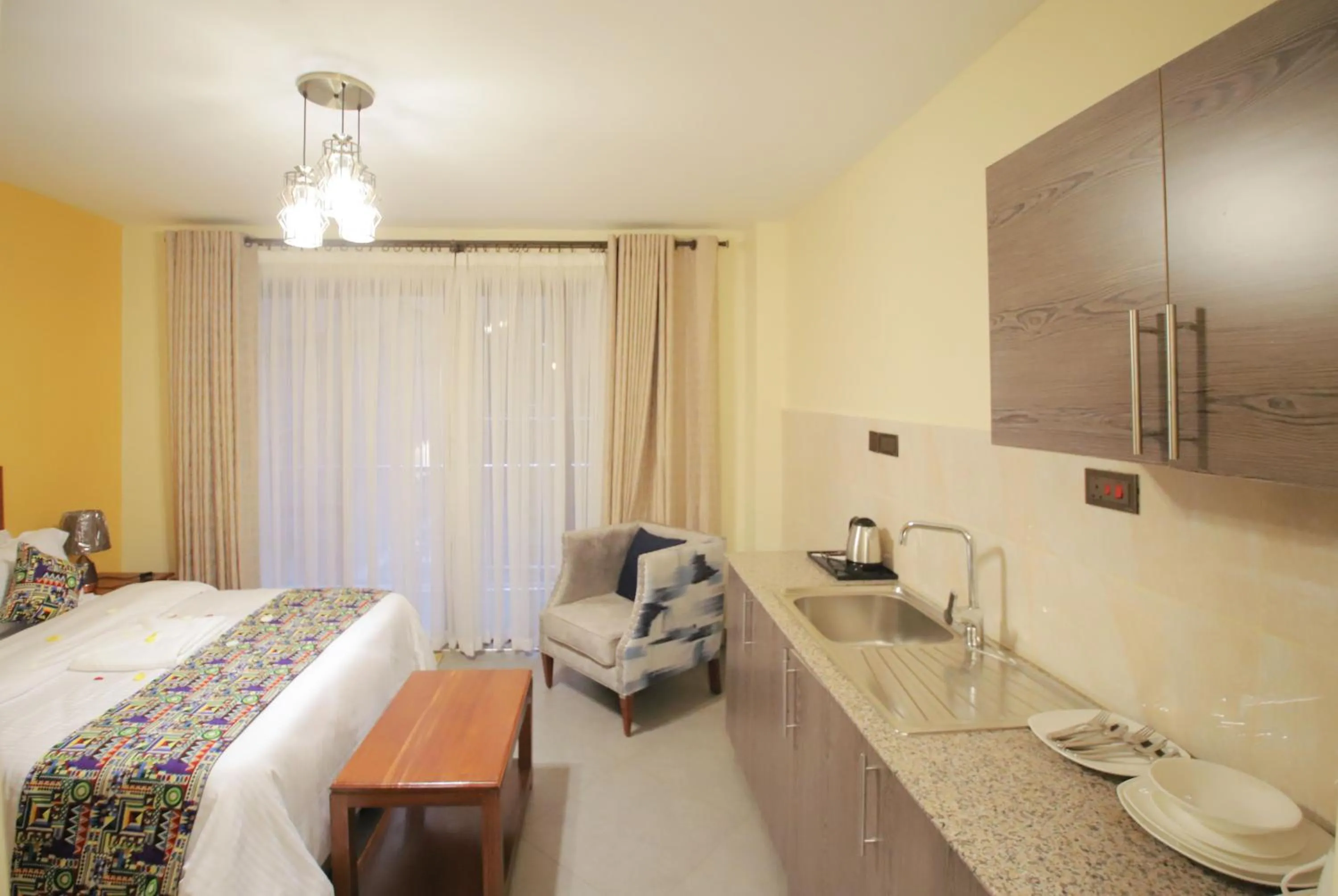 Bed in Lantern Serviced Apartments