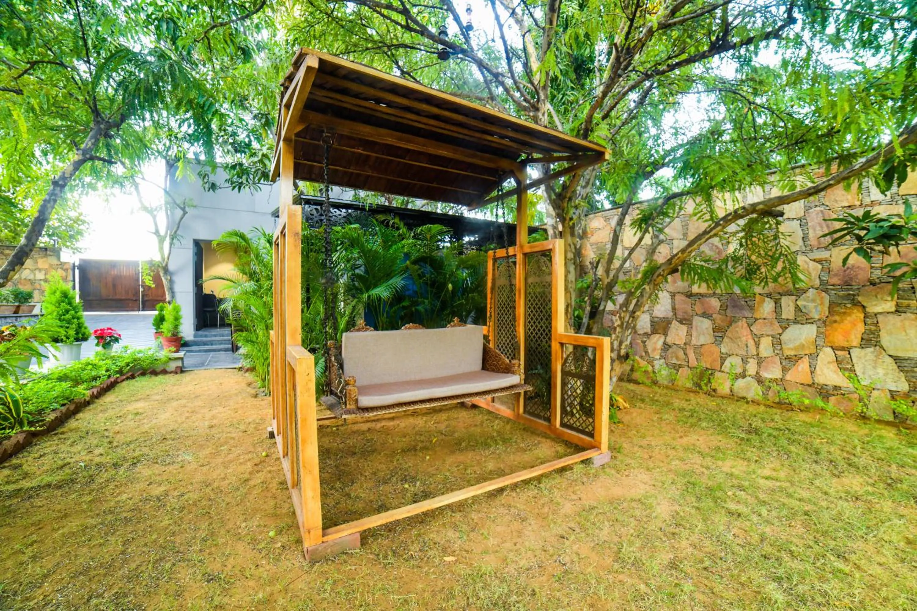 Garden view in The Out House Pushkar