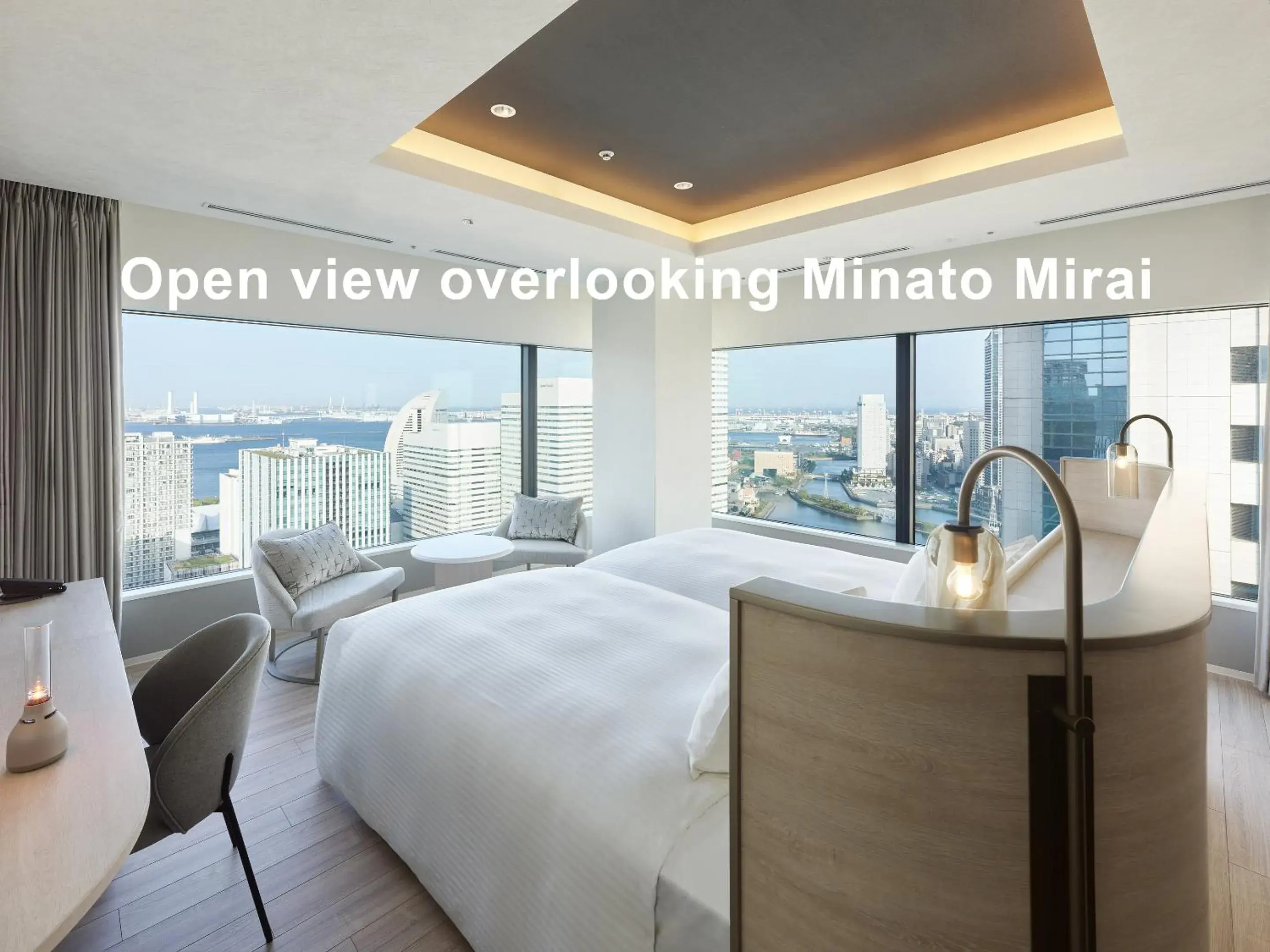 View (from property/room), Bed in Mitsui Garden Hotel Yokohama Minatomirai Premier View (from property/room), Bed in Mitsui Garden Hotel Yokohama Minatomirai Premier