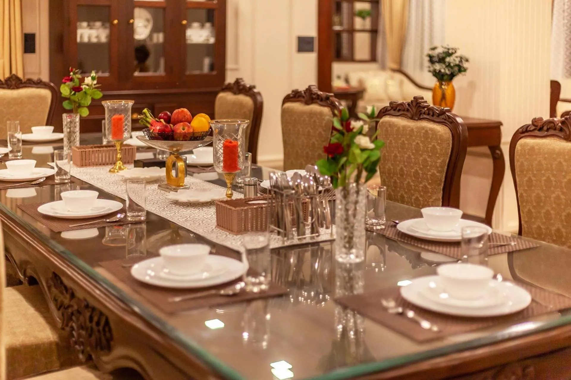 Dining area in StayVista's Lake La Vie - Tranquil Lake-View Villa Amidst Farmland with Pool and Poolside Gazebo - Proximity to Sula