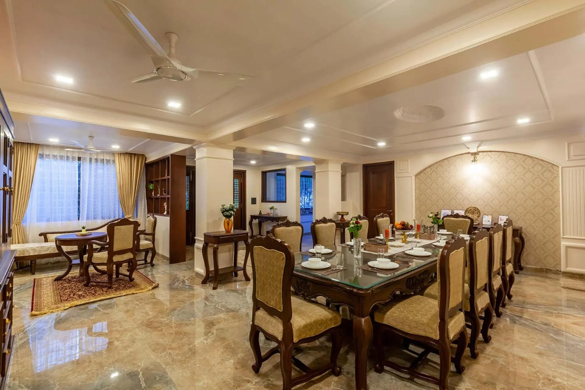 Dining area in StayVista's Lake La Vie - Tranquil Lake-View Villa Amidst Farmland with Pool and Poolside Gazebo - Proximity to Sula