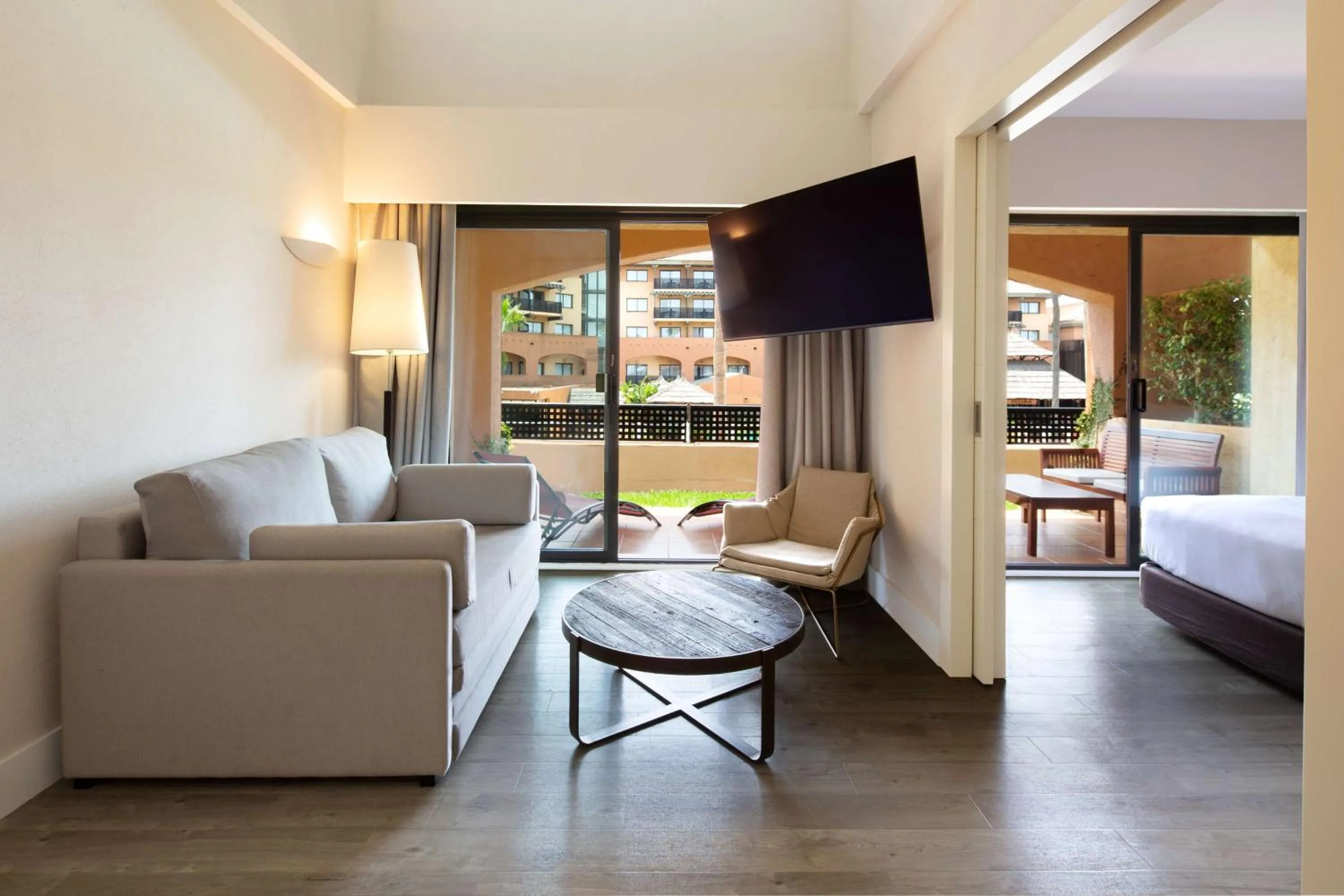 View (from property/room), Bed in DoubleTree by Hilton Islantilla Beach Golf Resort