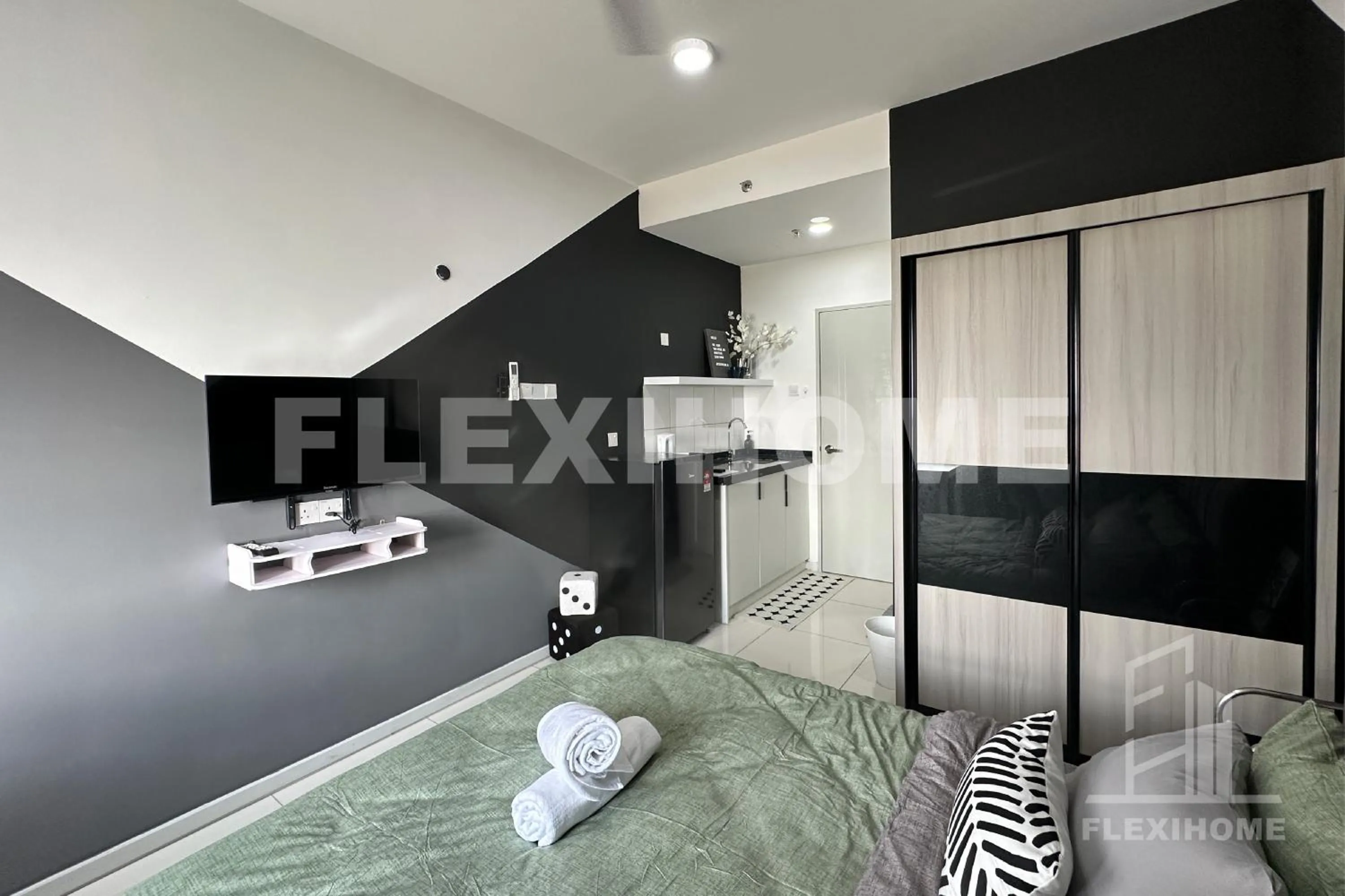 Bed in KLIA, KLIA2, Horizon Suites Sepang, Designed Studio, by Flexihome-MY