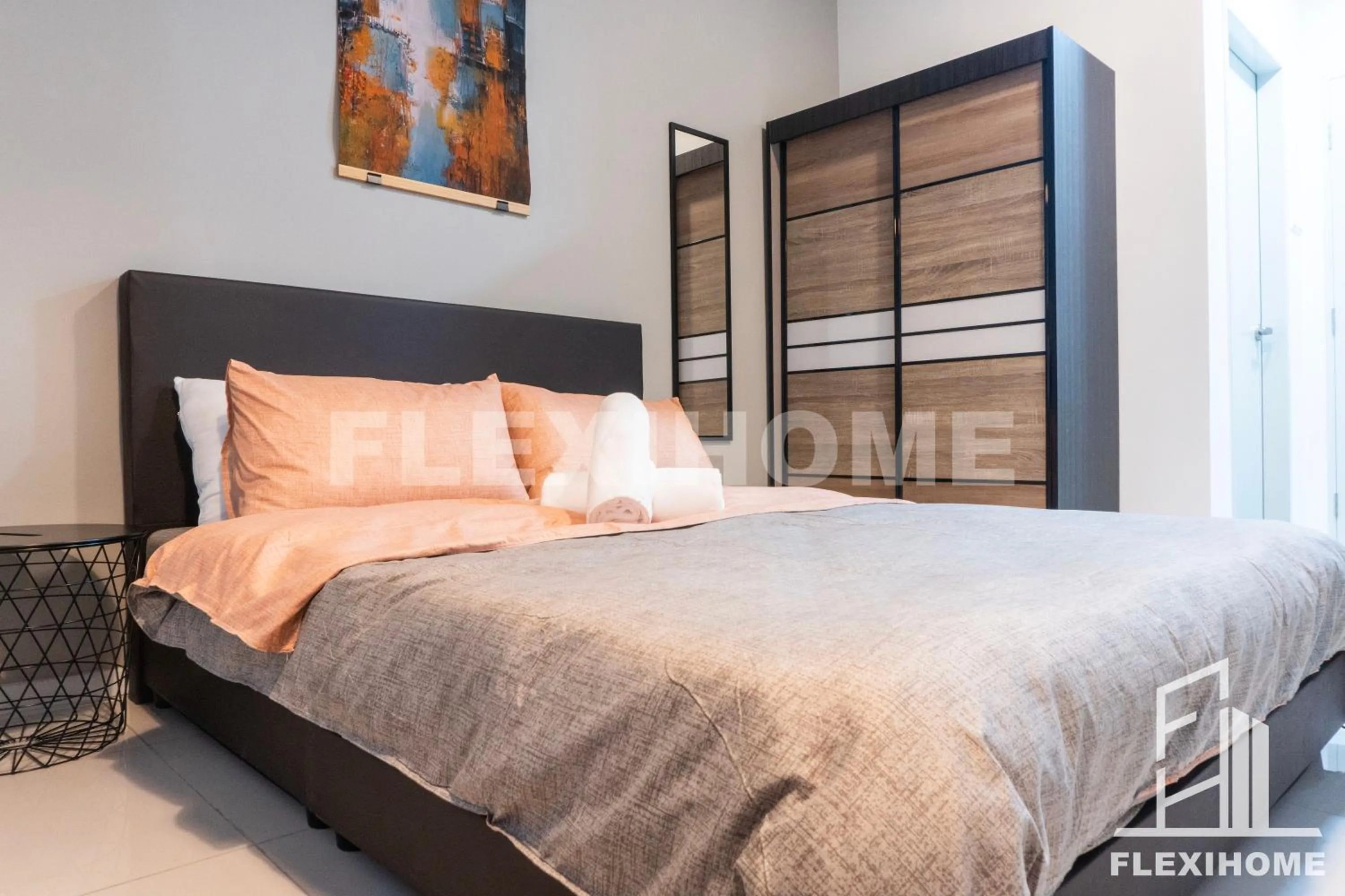 Bedroom, Bed in KLIA, KLIA2, Horizon Suites Sepang, Designed Studio, by Flexihome-MY
