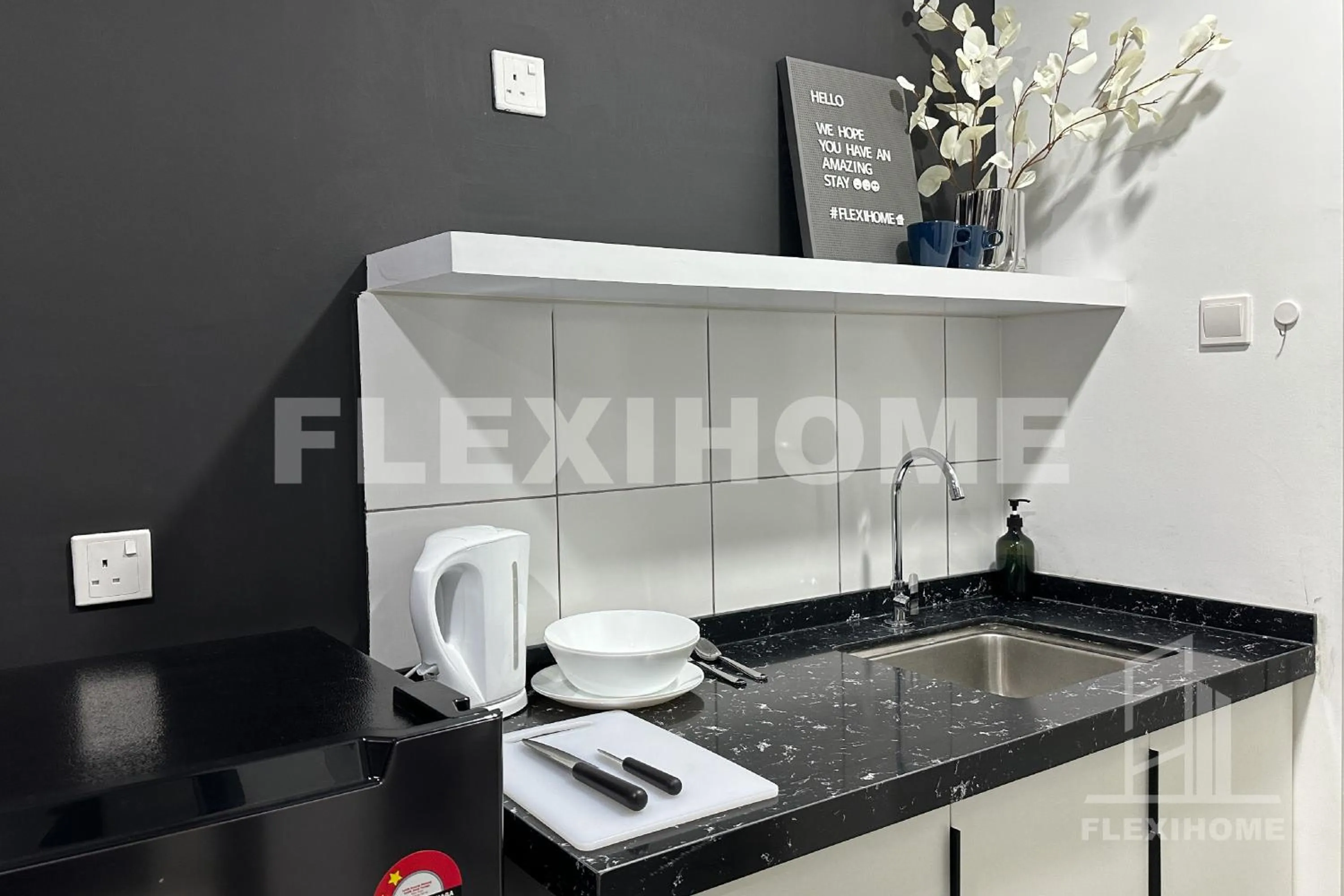 Kitchen or kitchenette in KLIA, KLIA2, Horizon Suites Sepang, Designed Studio, by Flexihome-MY