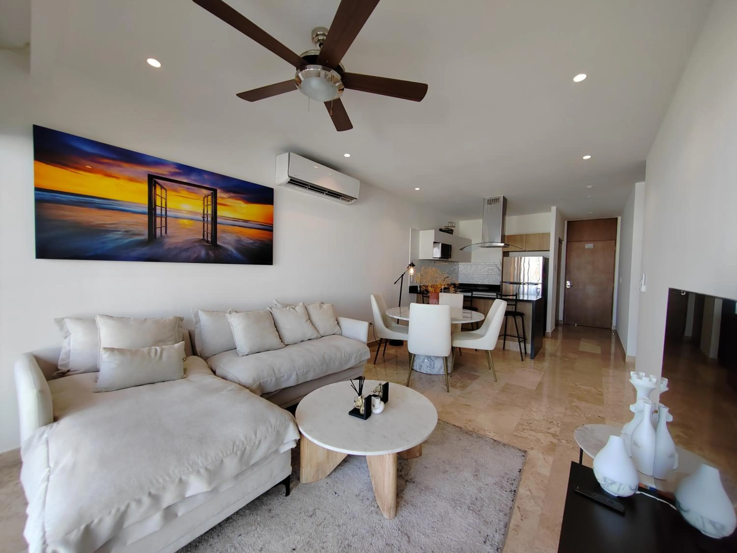 Living room in New & Equipped Apartment Steps From The Beach With Pool Jacuzzi By Yeah