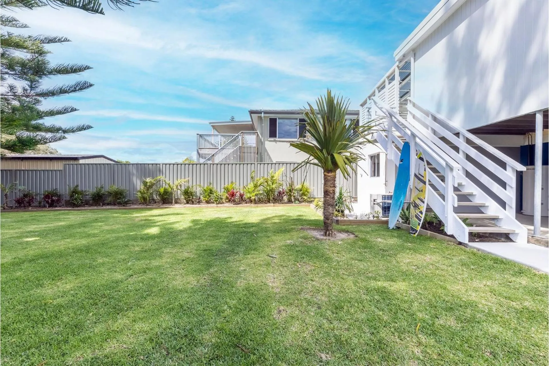 Property building in Five Pines Beach House at Birubi 20 Robinson St pet friendly aircon and WiFi