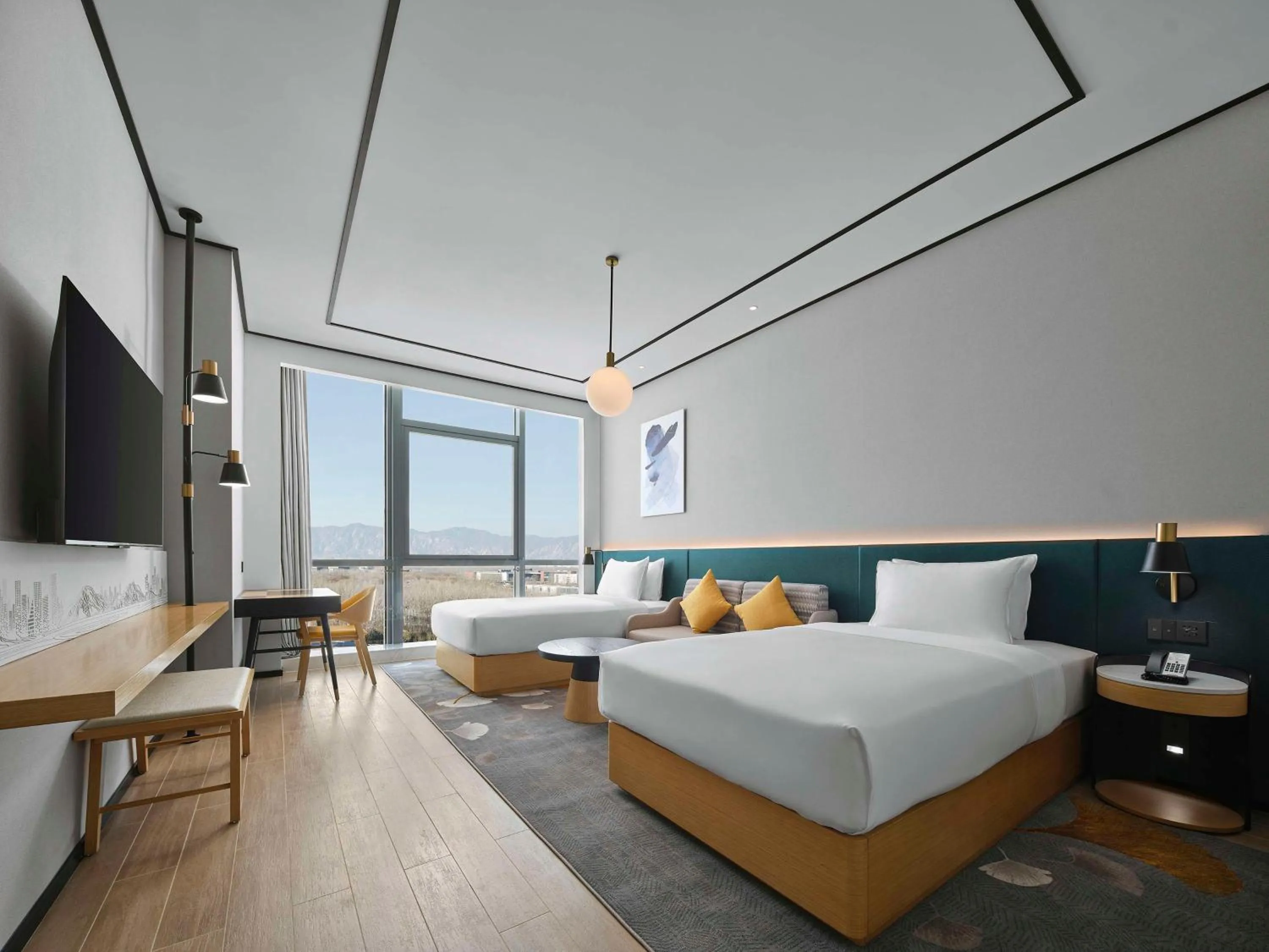 Bedroom, Bed in Hilton Garden Inn Beijing Haidian Daoxiang Lake