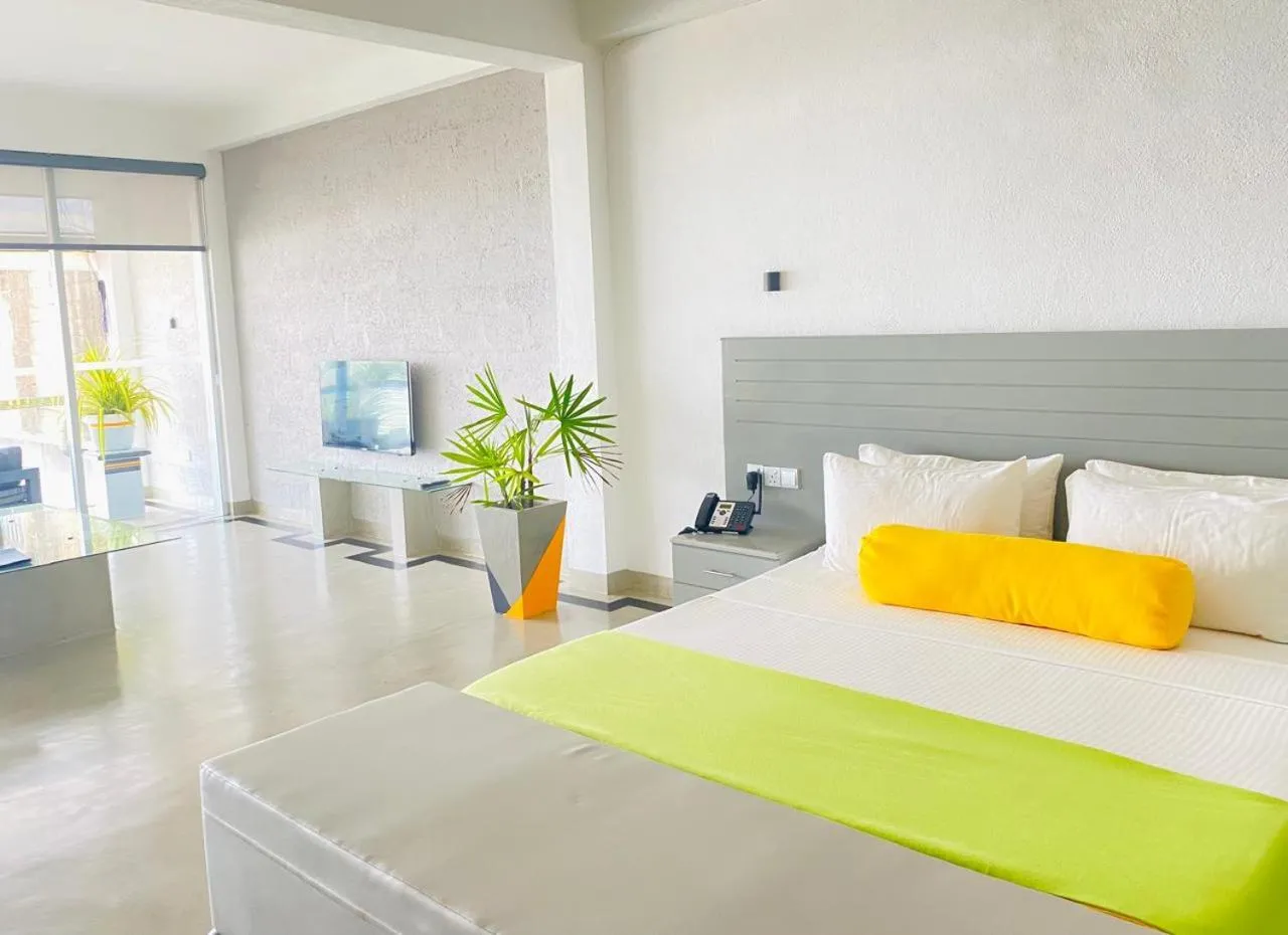 View (from property/room), Bed in Josan Villa with a Glorious Beach and Sea View
