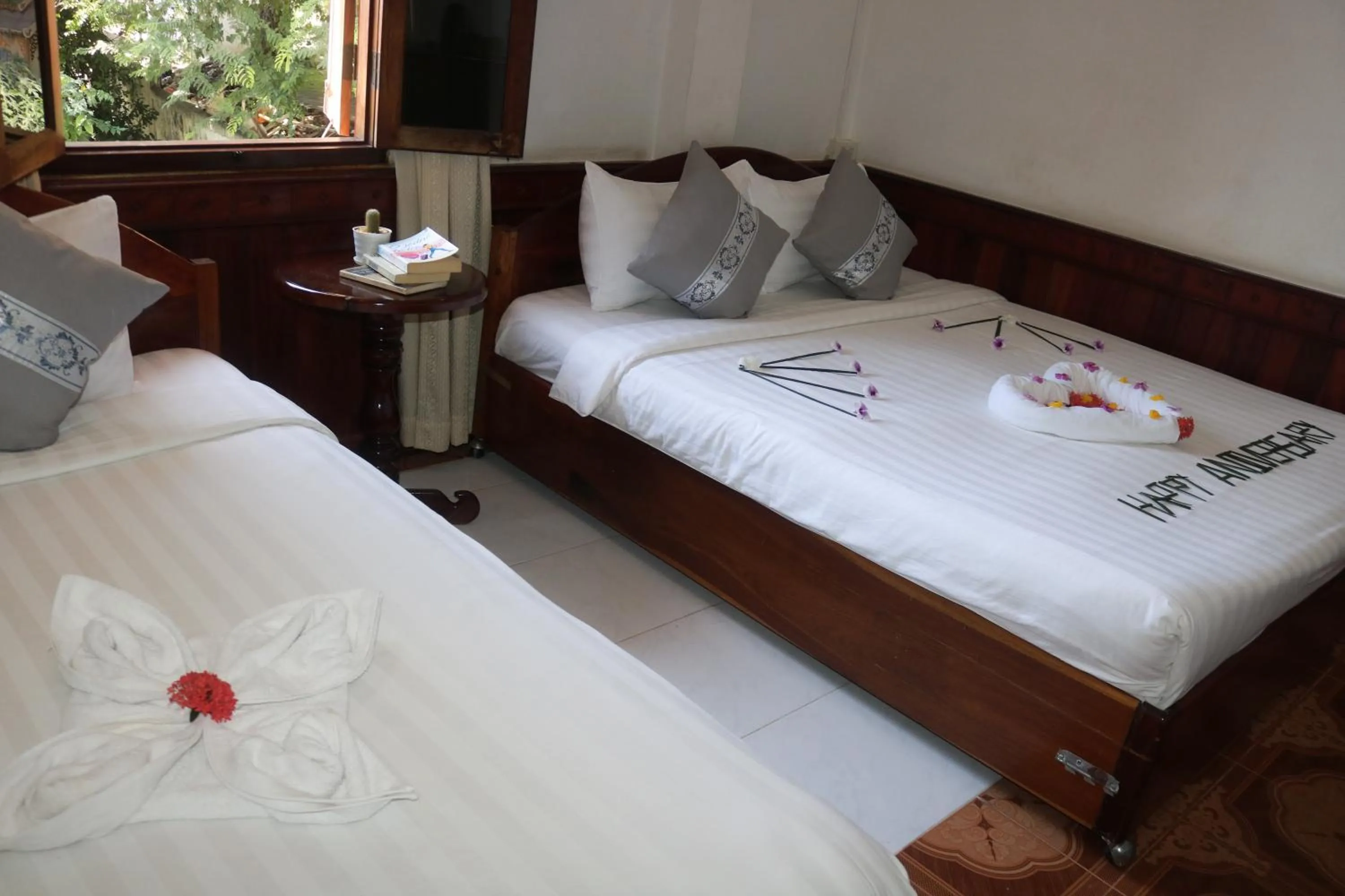 Photo of the whole room, Bed in Moon's house LuangPrabang