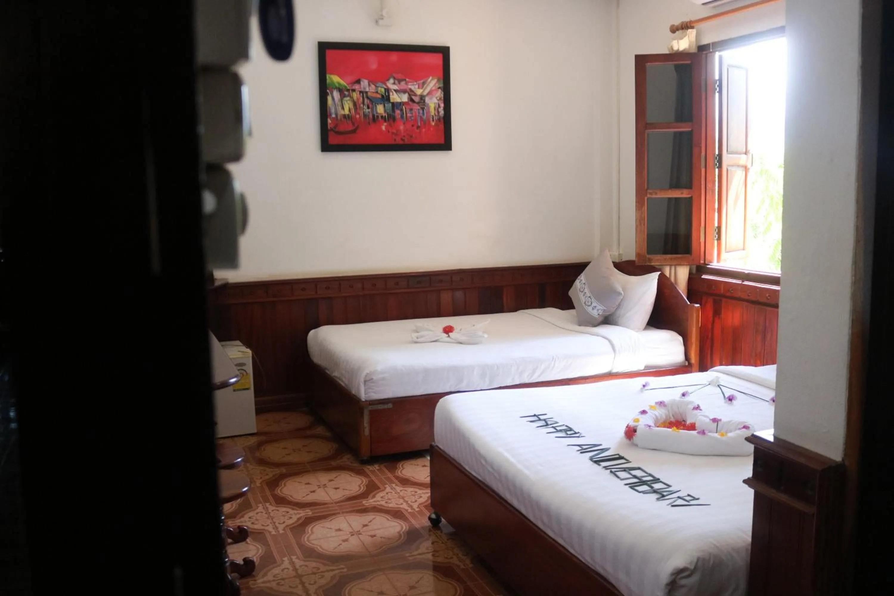 Photo of the whole room, Bed in Moon's house LuangPrabang