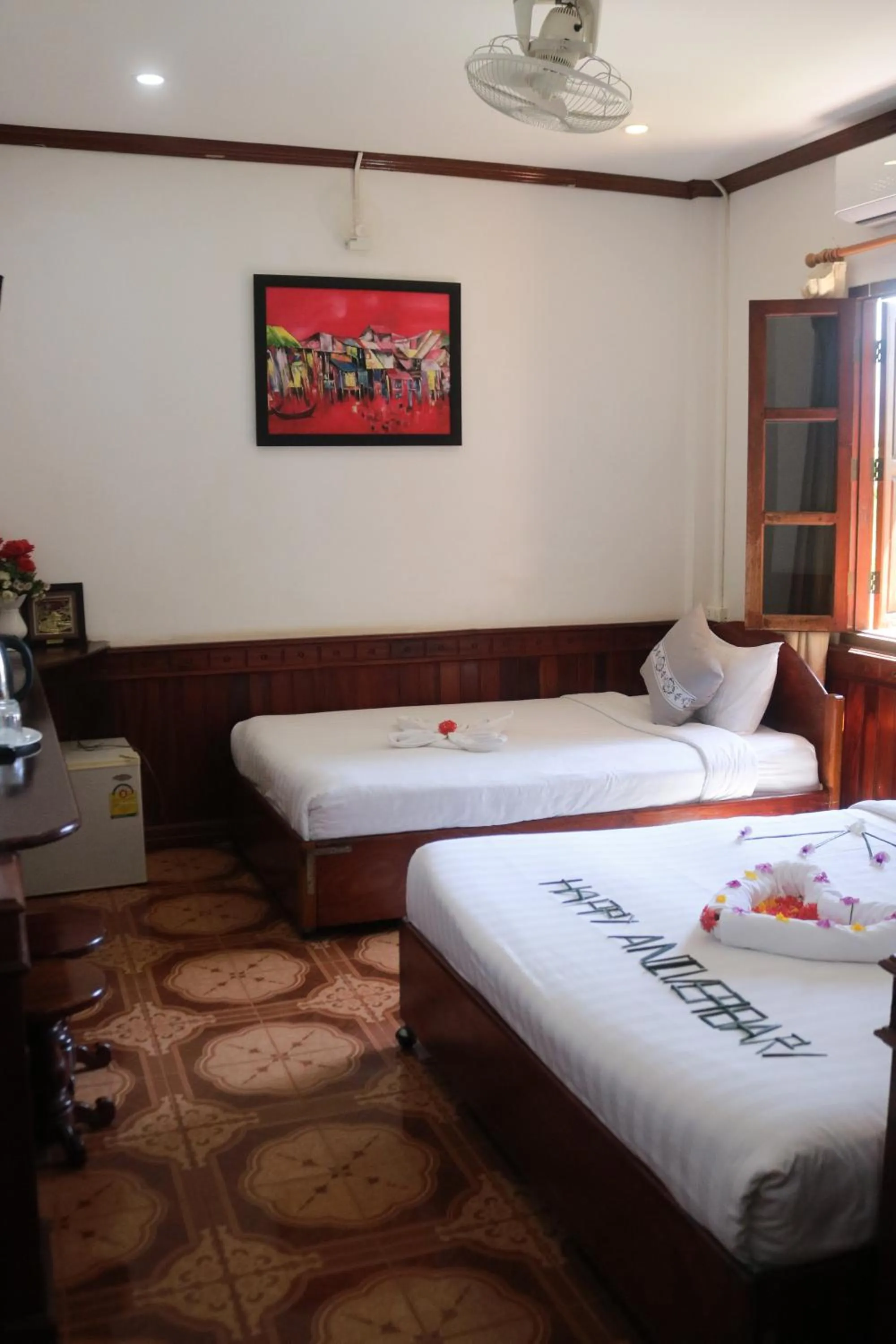 Photo of the whole room, Bed in Moon's house LuangPrabang