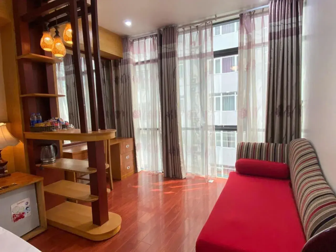 View (from property/room), Bed in Moon Hotel Cau Giay View (from property/room), Bed in Moon Hotel Cau Giay