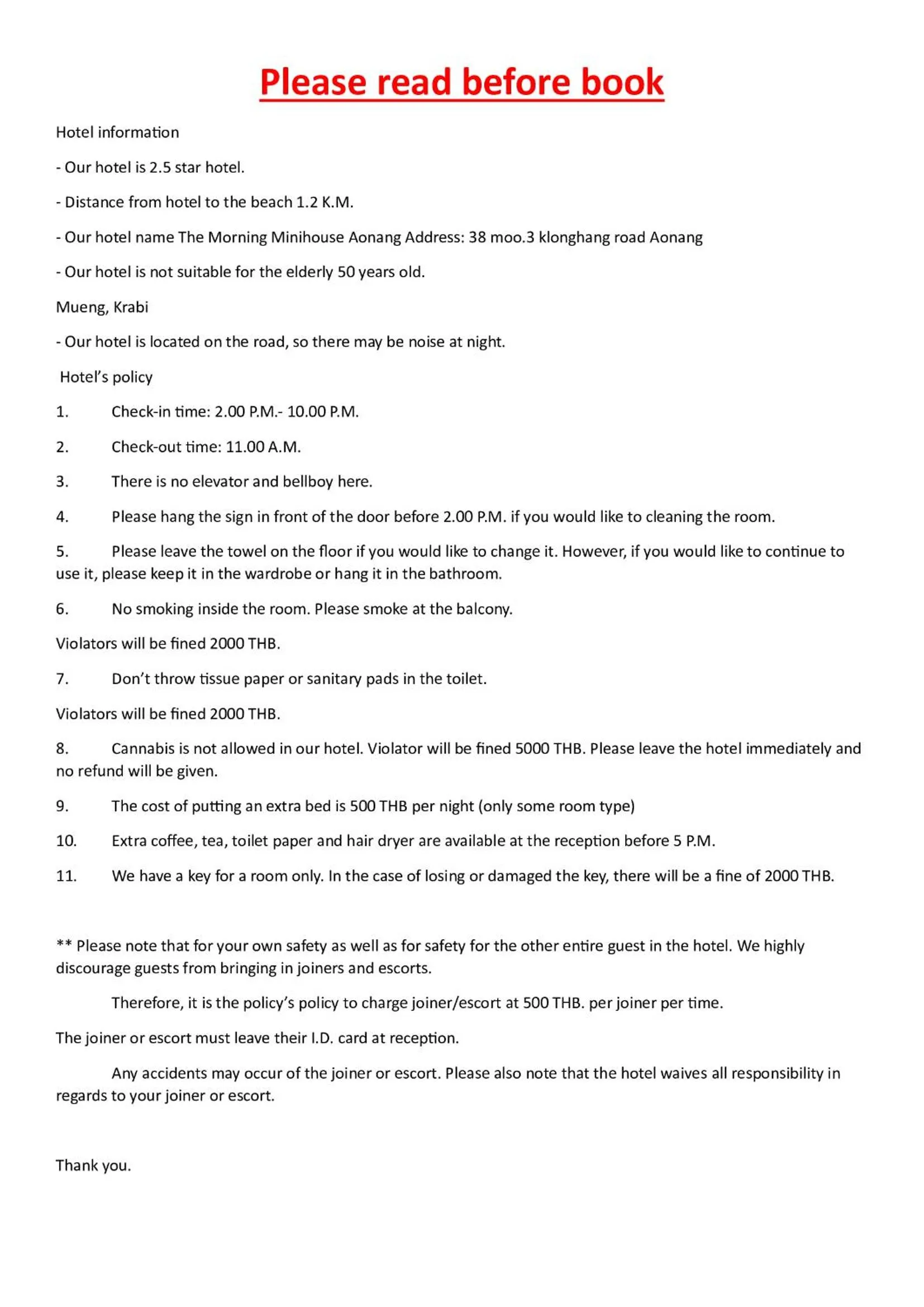 The Morning mini house aonang - 15-45 years old only