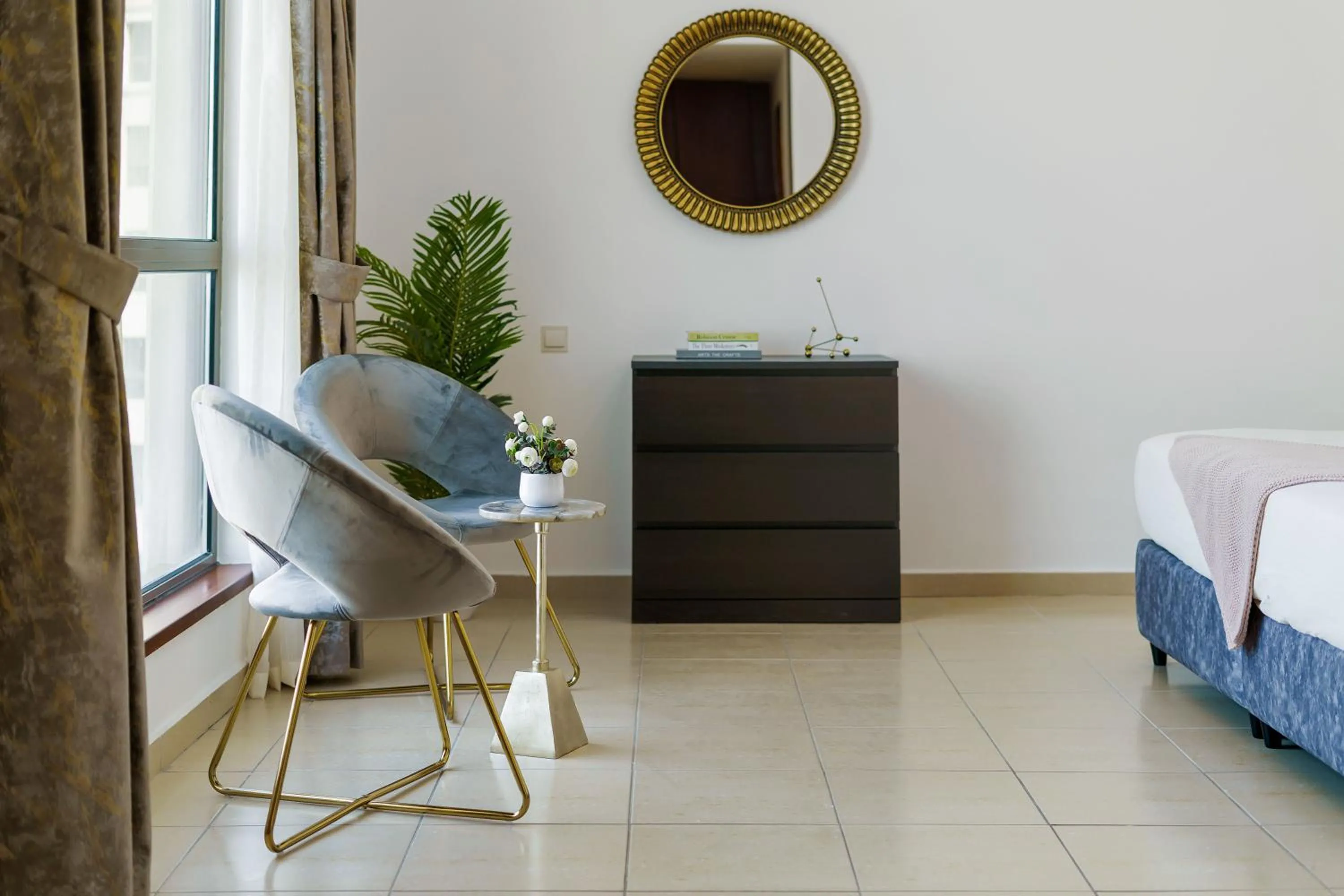 Decorative detail, Bed in 2BR in JBR / Sea View / Dubai Marina / Walk2Beach