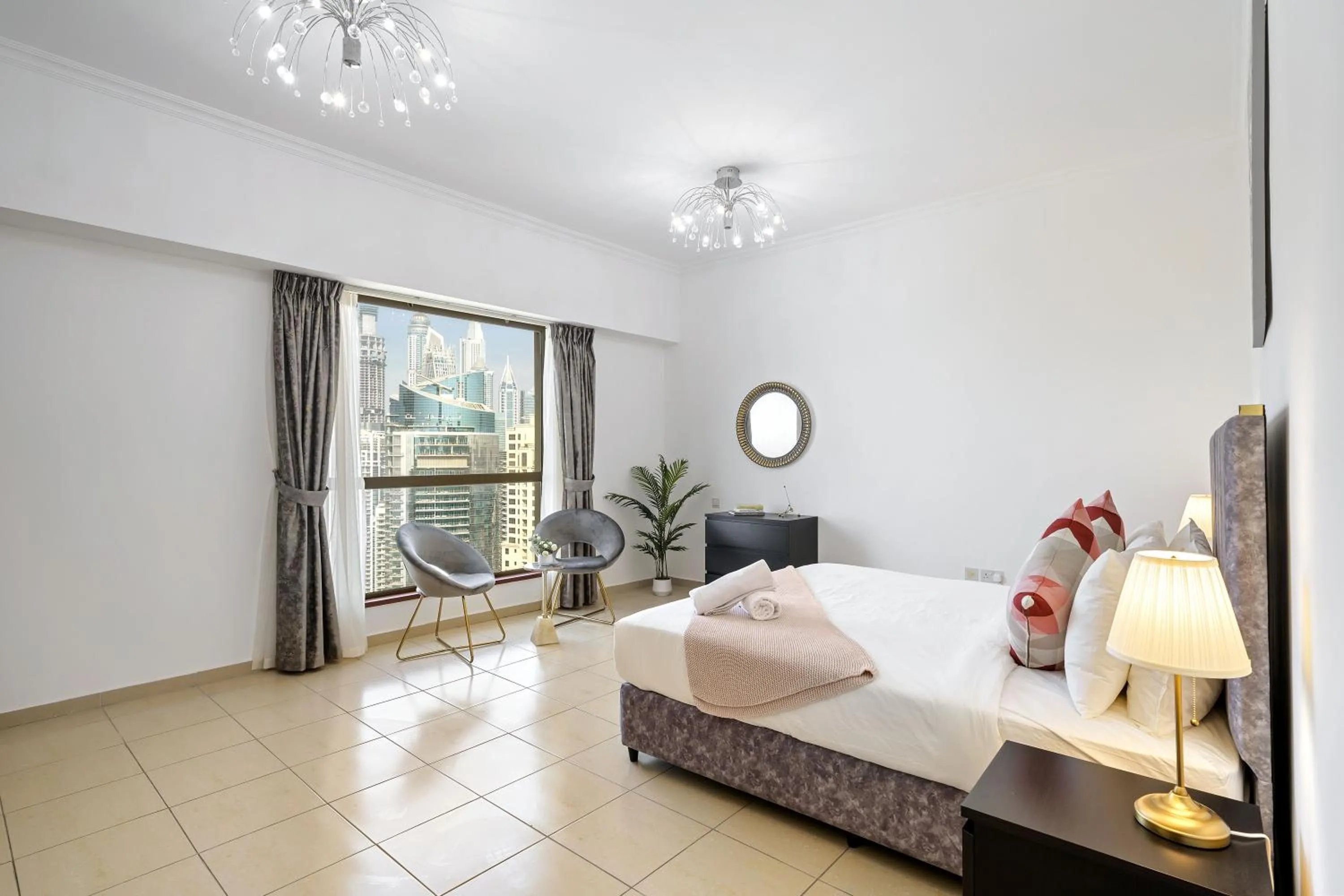 Bed in 2BR in JBR / Sea View / Dubai Marina / Walk2Beach