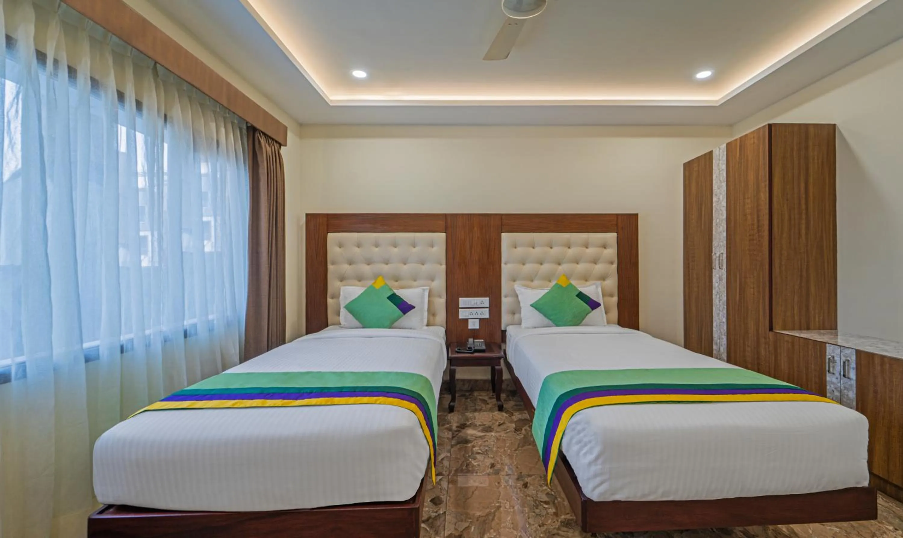 Bedroom, Bed in Treebo Aaravi Residency, 800 Mtrs From Promenade Beach