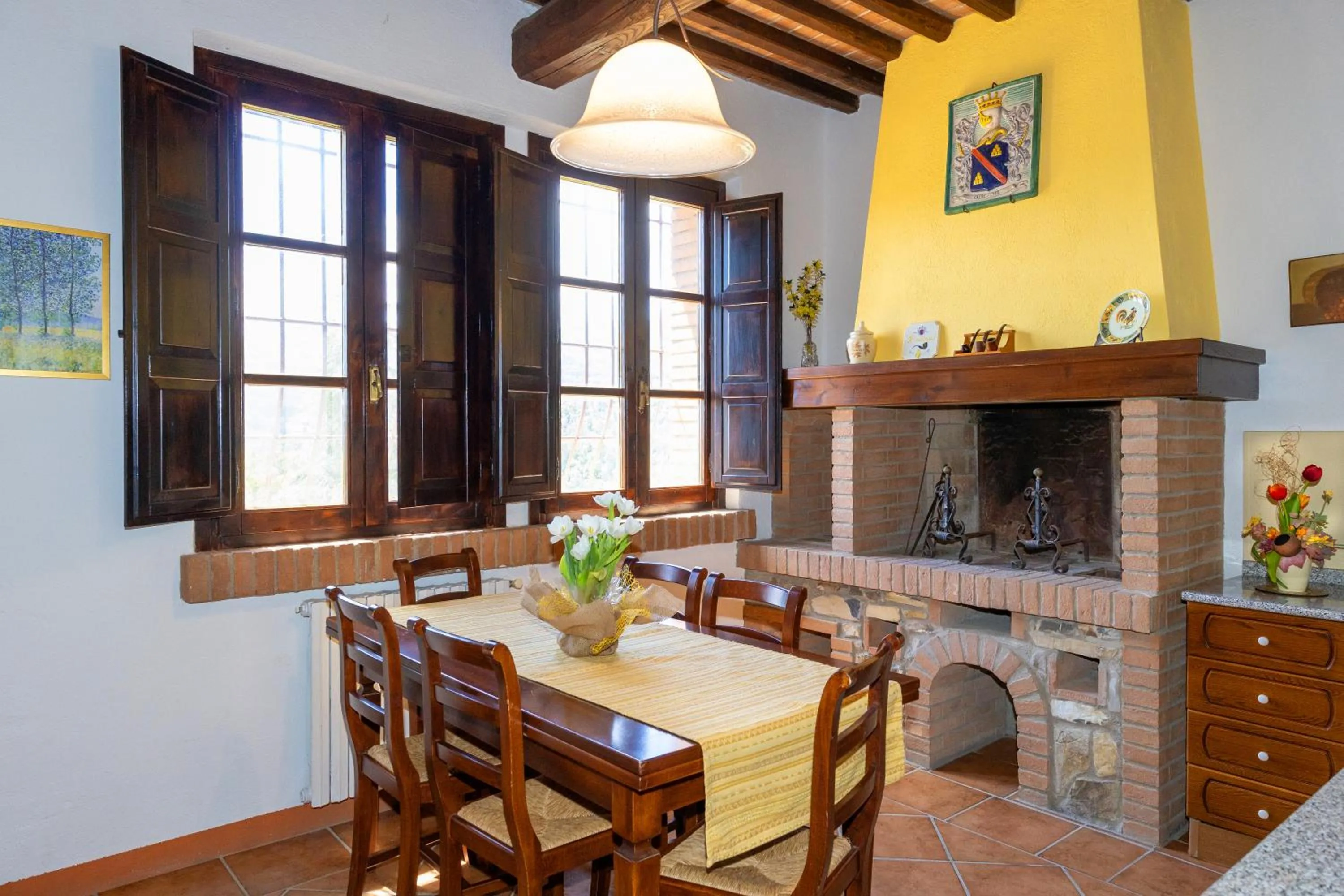 Dining area in Villa Cresci con piscina Tuscan villa with pool near Sassetta thermal baths & Bolgheri Wine Route