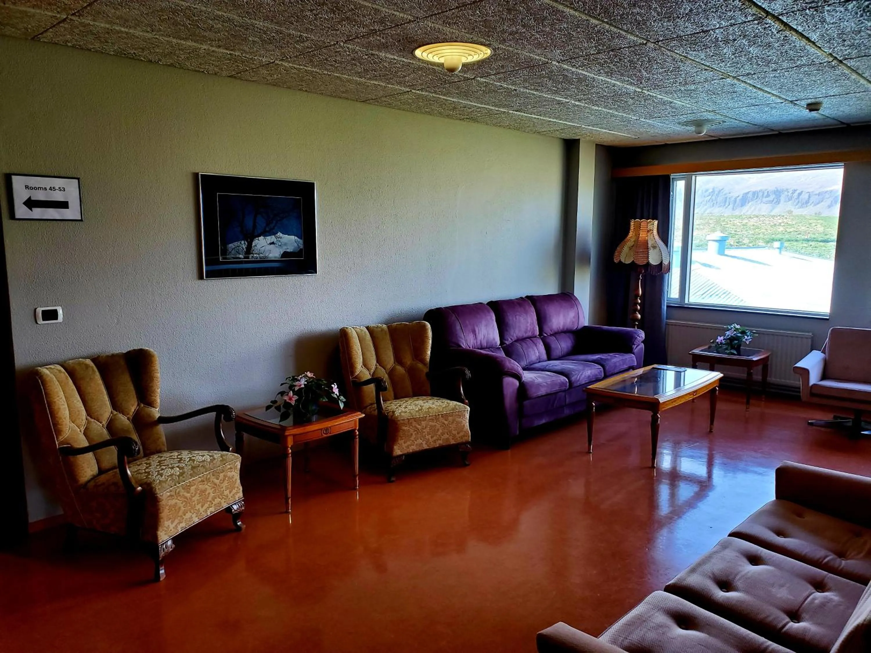 Living room in Víðines Guesthouse