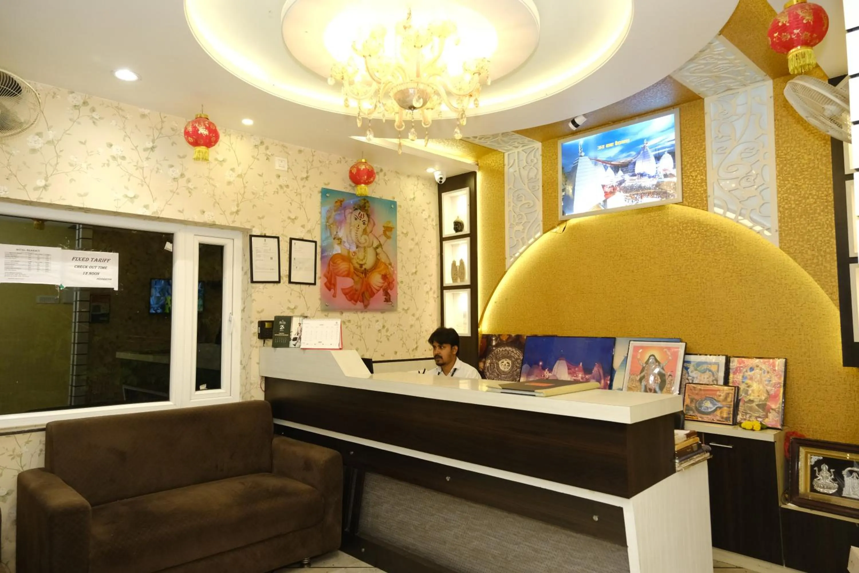 Seating area in Hotel Bharati