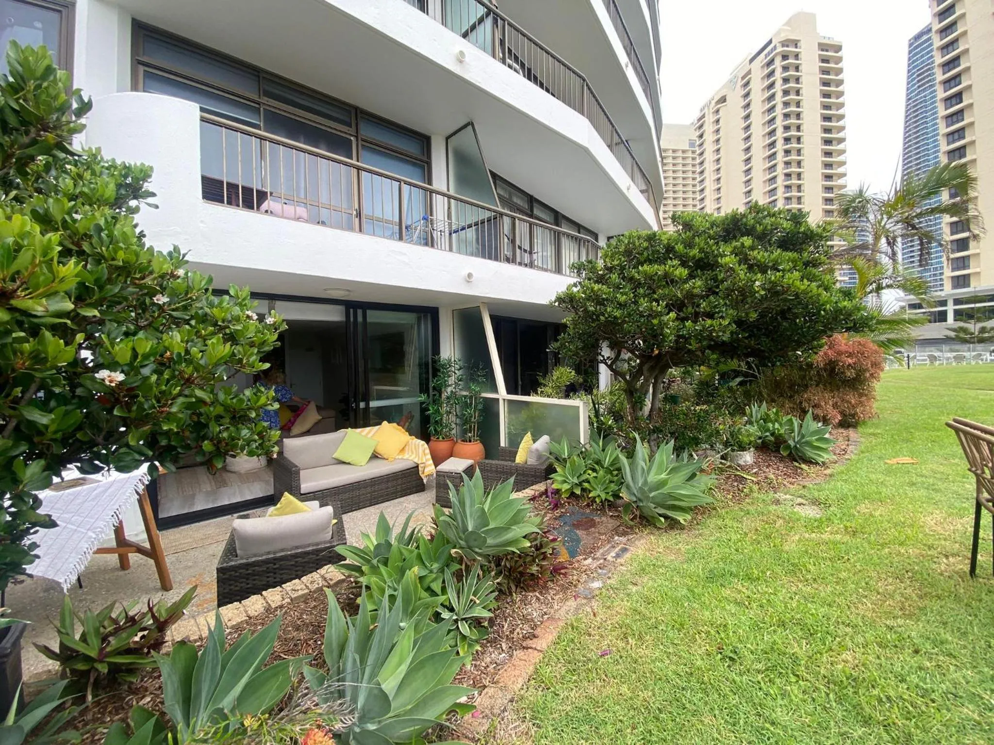 Balcony/Terrace in Oceanfront Family Apartment Pool & BBQ