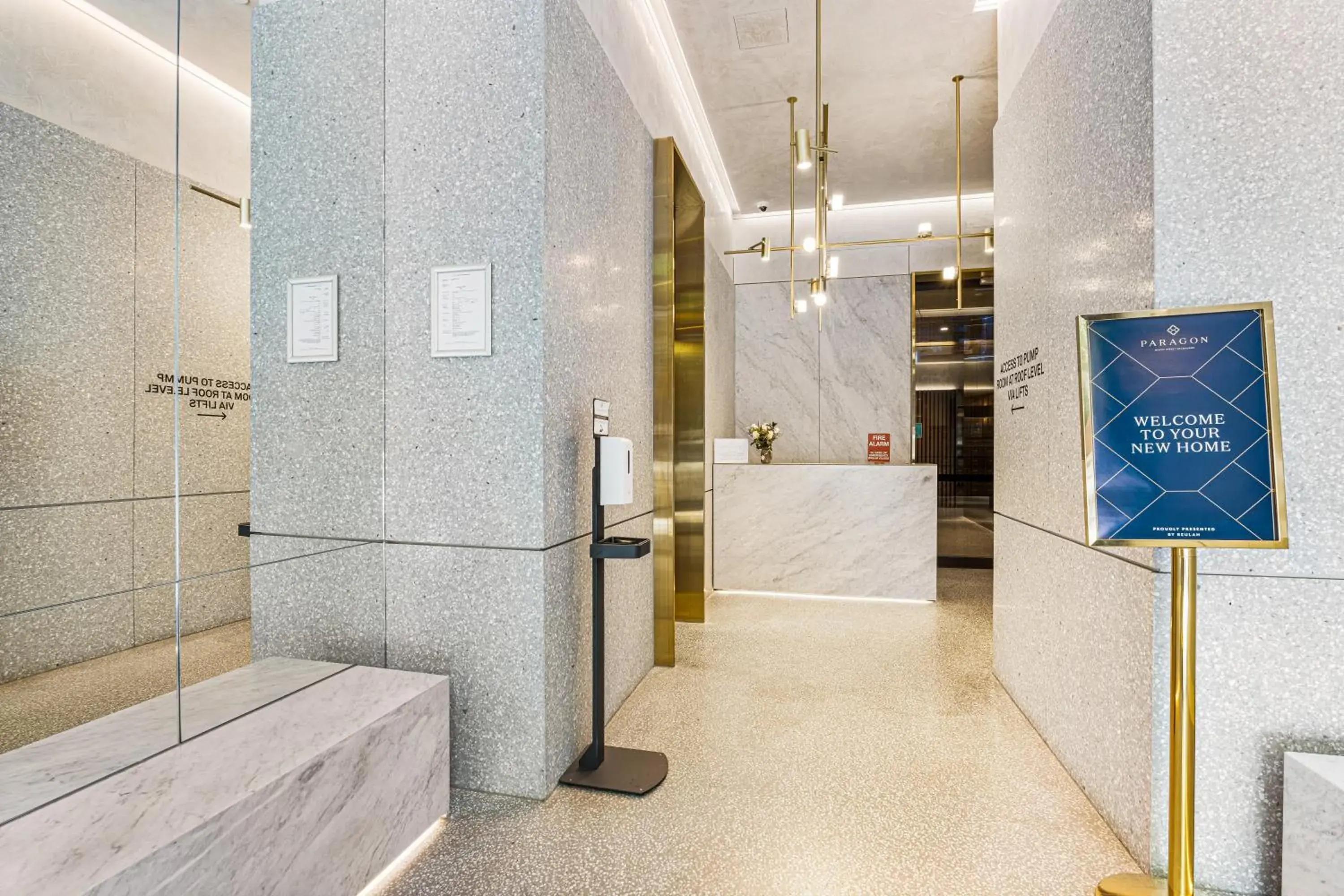 Lobby or reception in Paragon Apartments by CLLIX Lobby or reception in Paragon Apartments by CLLIX