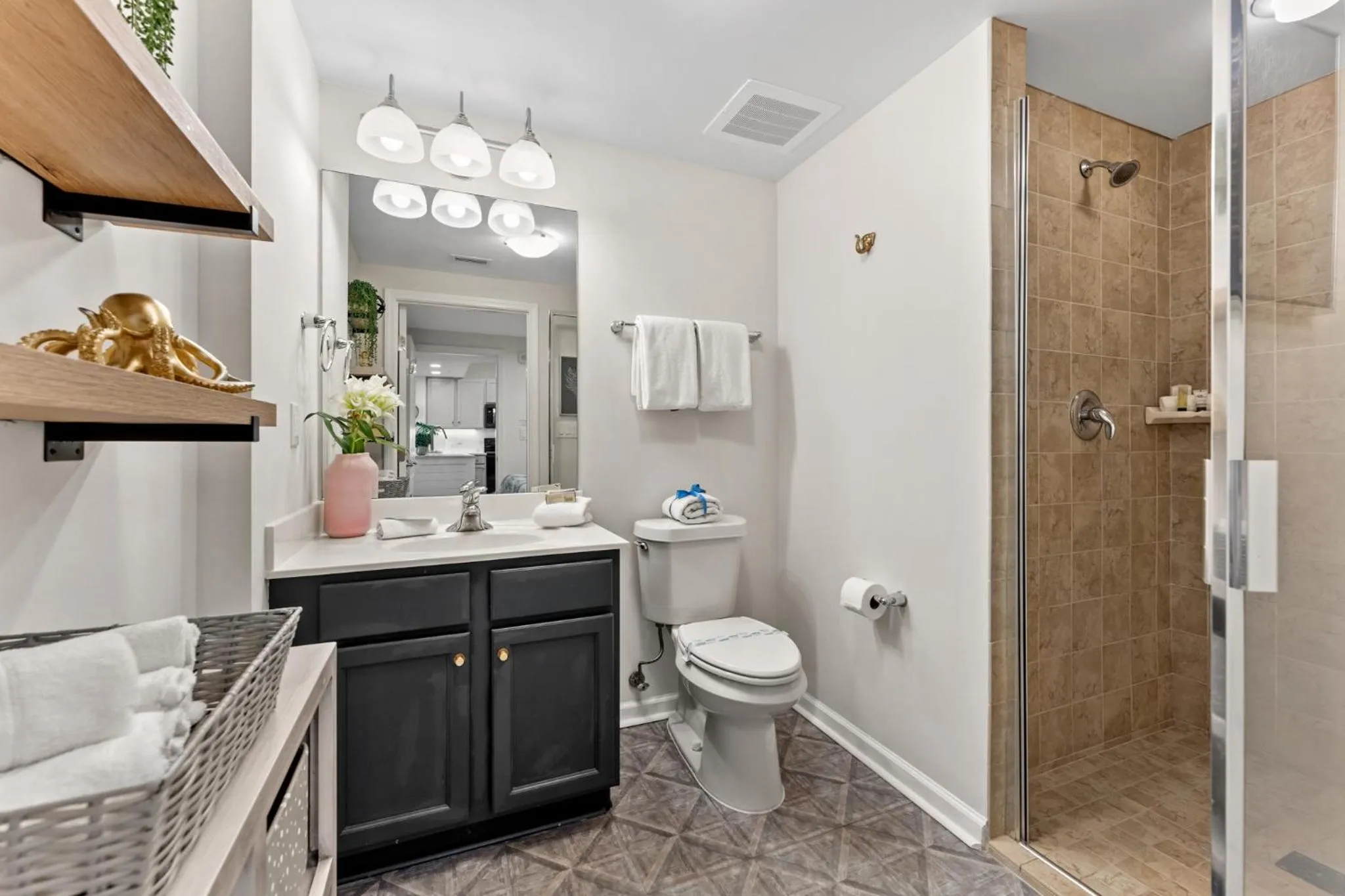 Shower in 5 Star Resort 6th fl 2BR 2 BATH King Suite Shuttle Pools Family